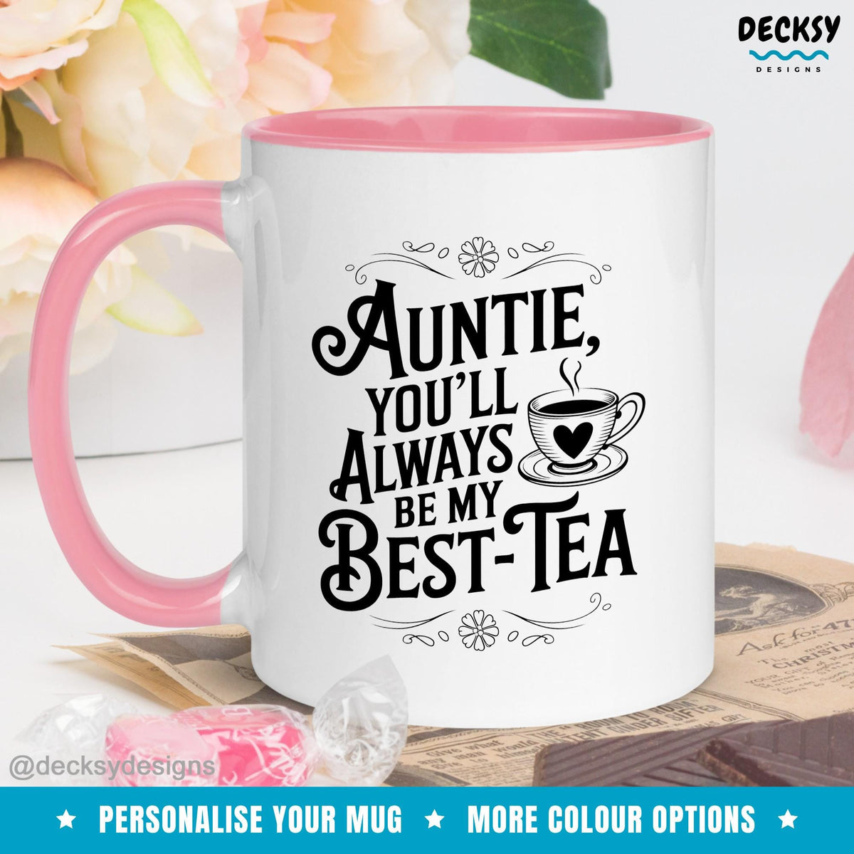 Custom Auntie Mug, Gift For Aunt, Aunt-Tea Gift, Tea Lover Gift From Nephew Neice, Sister Birthday Cup, Aunt Coffee Mug, Aunty Announcement Mugs by DecksyDesigns