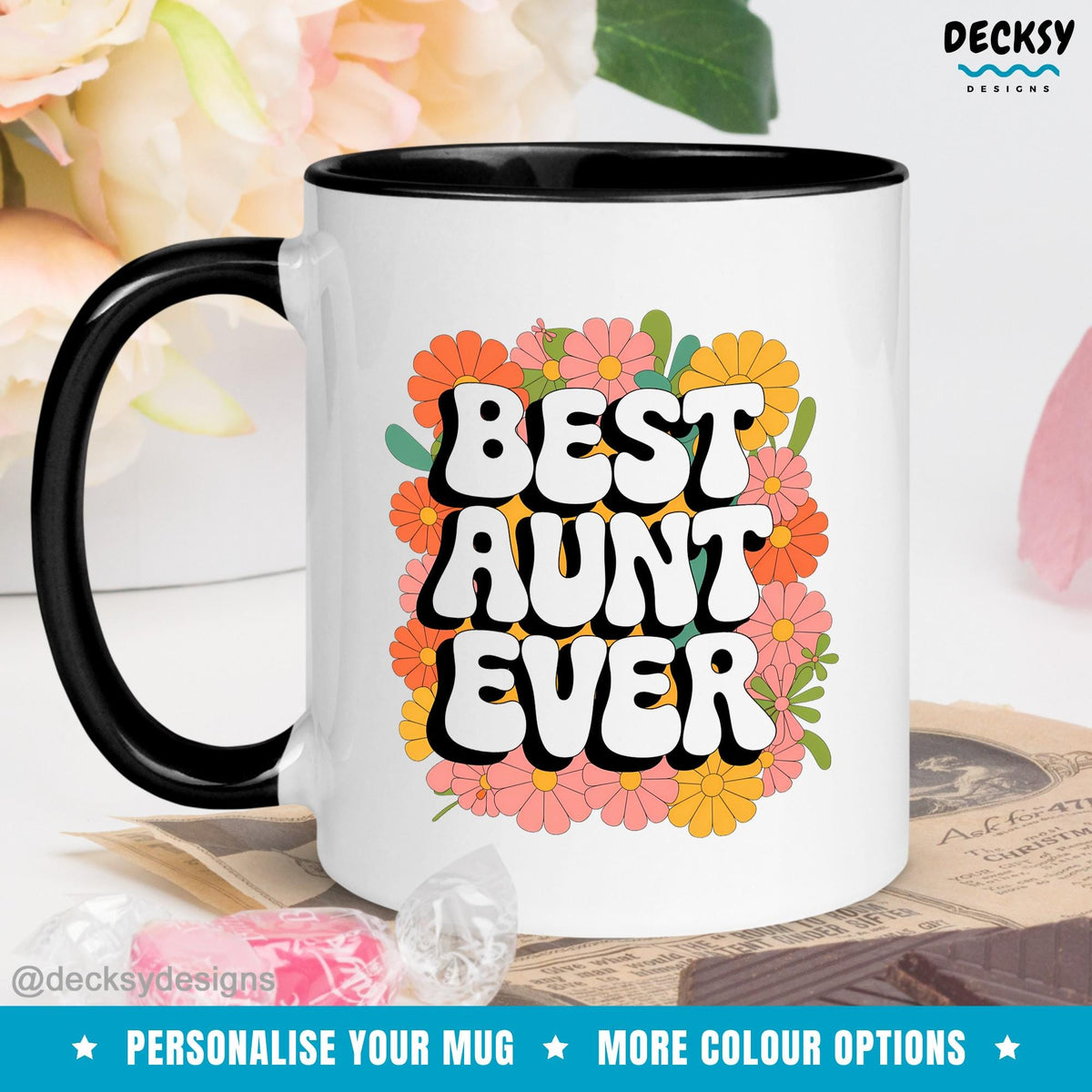 Best Aunt Ever Mug, Personalised Gift For Aunt, Aunty Mug, Sister Coffee Mug, Friend Aunt Gift, Bestie Birthday Cup, New Aunt Gift Mugs by DecksyDesigns