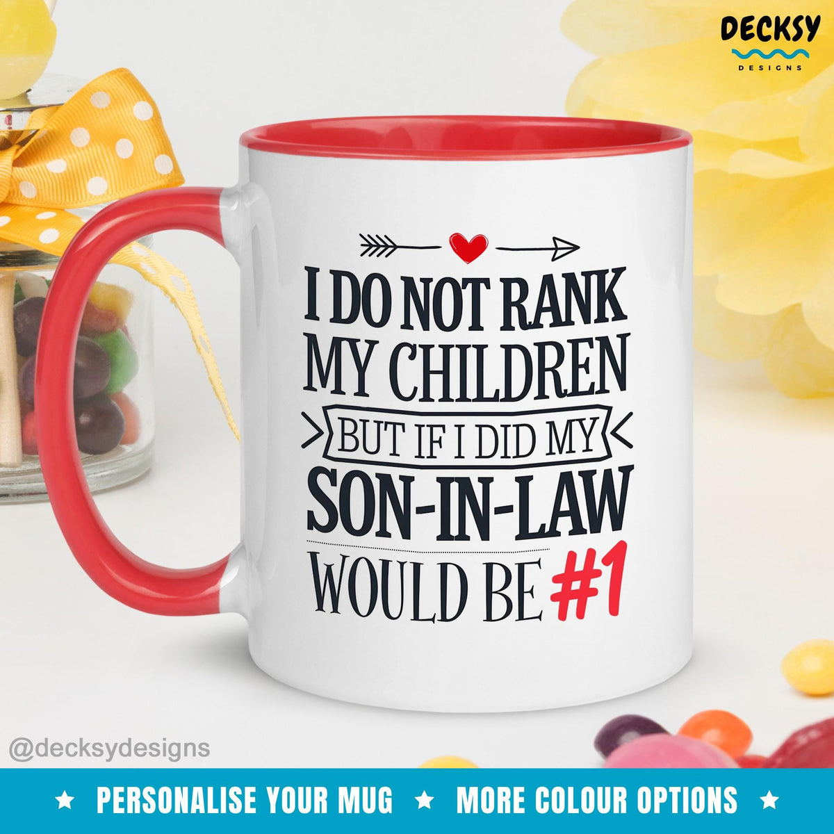Funny Son-In-Law Coffee Mug: Personalized Birthday Gift Mugs by DecksyDesigns