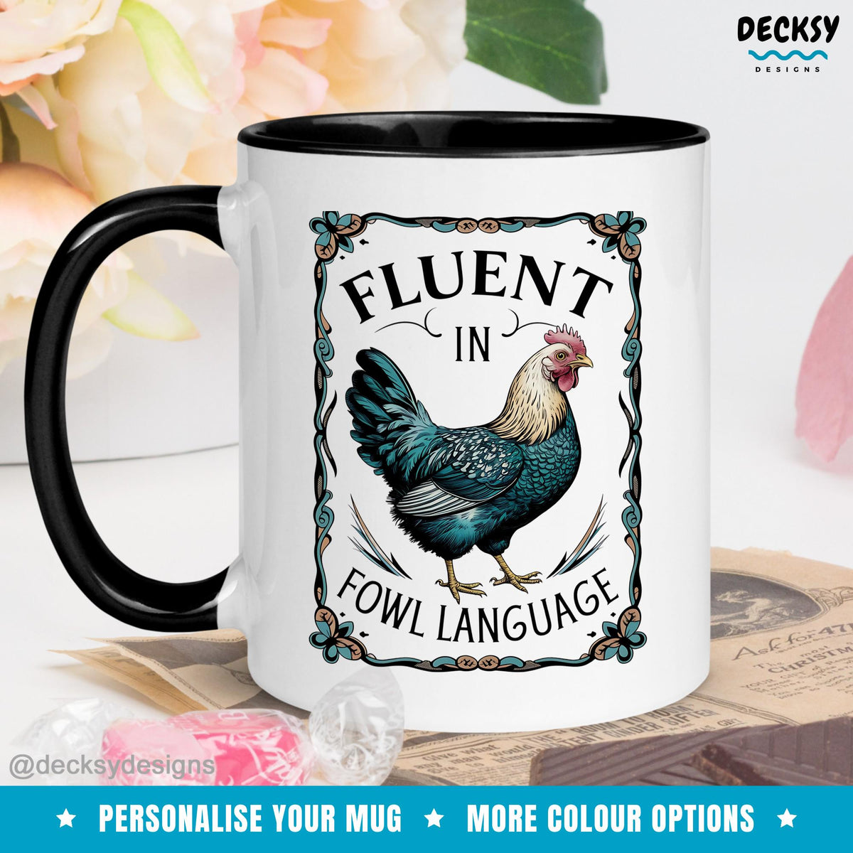 Funny Chicken Mug: Fowl Language Coffee Mug, Farmer Gift Mugs by DecksyDesigns