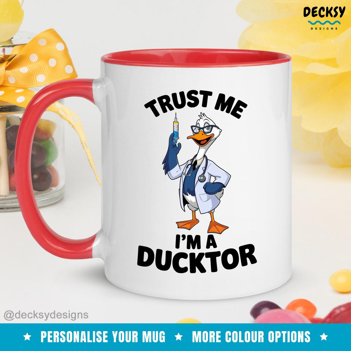 Personalized Doctor Coffee Mug: Funny Ducktor Gift Mugs by DecksyDesigns
