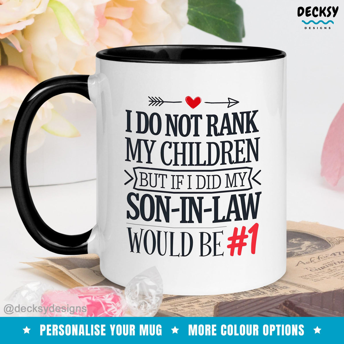 Funny Son-In-Law Coffee Mug: Personalized Birthday Gift Mugs by DecksyDesigns