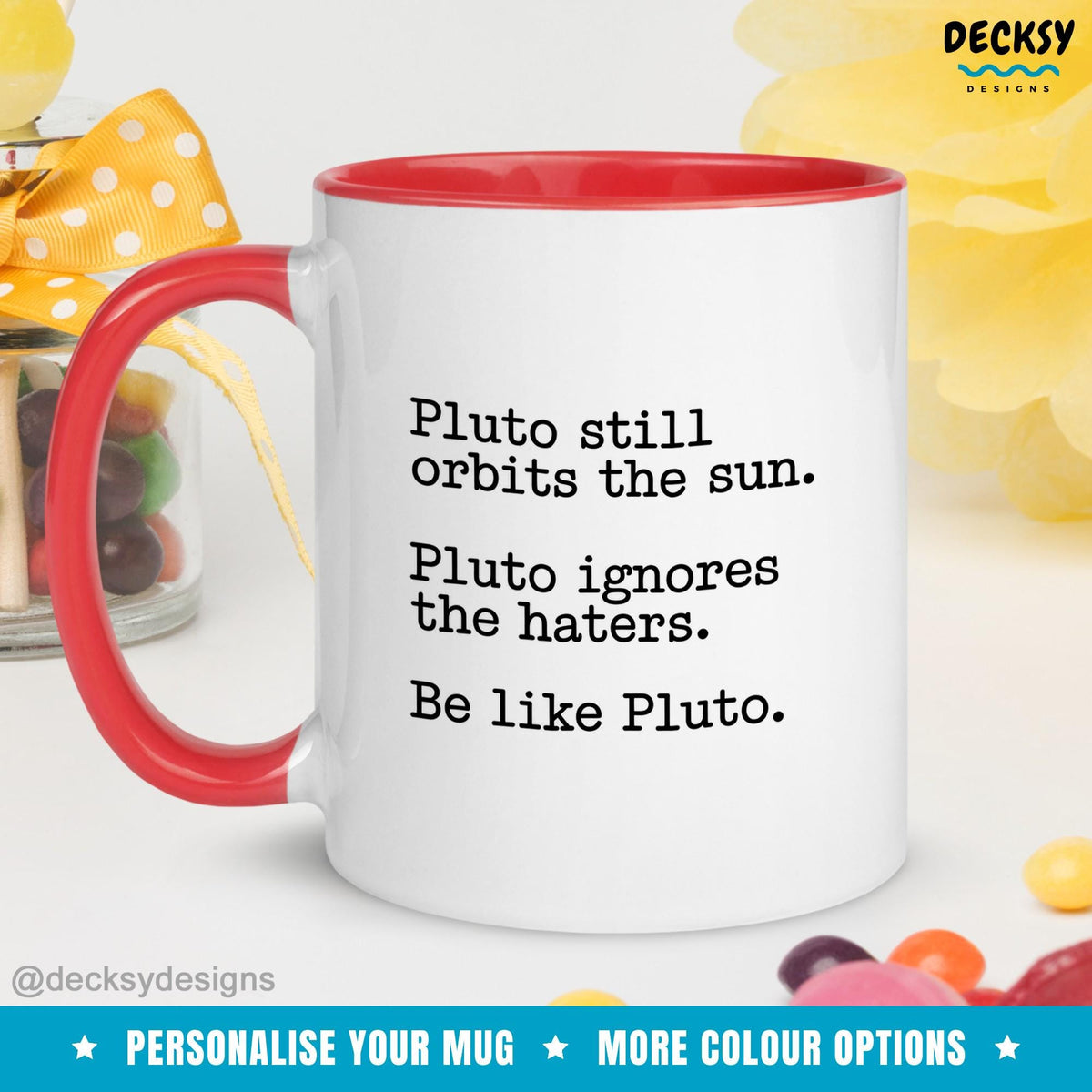 Funny Pluto Mug, Custom Astronomy Mug, Space Lover Gift, Science Teacher Gift, Personalized Gift, Pluto Planet Mug, Motivation Quote Mug Mugs by DecksyDesigns