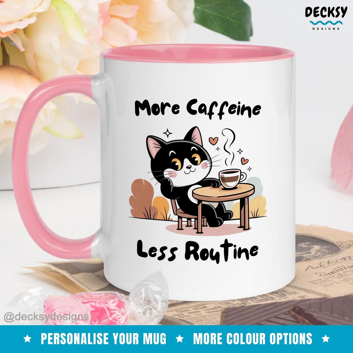 Funny Cat Lover Coffee Mug: Custom Work From Home Gift Mugs by DecksyDesigns