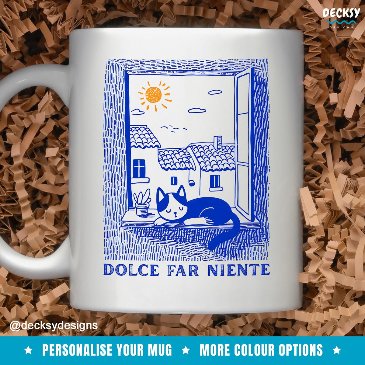 Slow Living Mug, Il Dolce Far Niente Mug, Custom Self Care Coffee Mug, Personalized Cat Gift, Italian Mindfulness Quote, Cozy Mug Aesthetic Mugs by DecksyDesigns