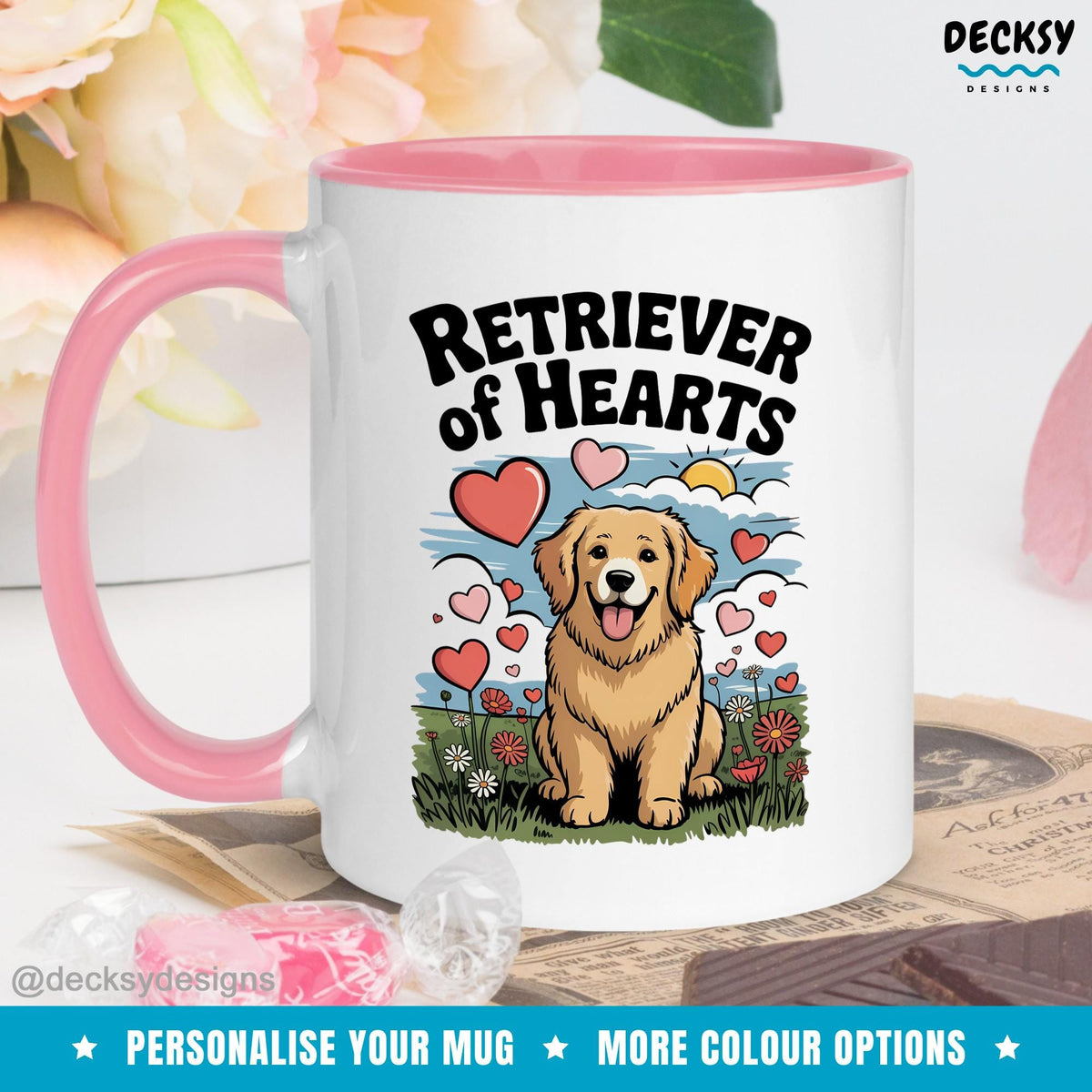 Golden Retriever Mug, Personalised Dog Lover Gift, Custom Dog Mum Cup, Pet Lover Dog Dad Gift, Cute Dog Mug, Custom Fur Baby New Dog Gift Mugs by DecksyDesigns