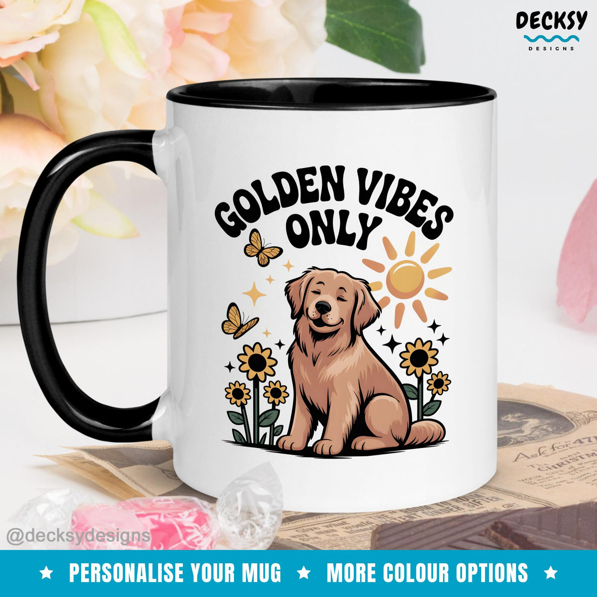 Golden Retriever Mug, Custom Dog Mum Mug, Personalised Dog Dad Gift, Pet Owner Gift, Golden Retriever Mom Cup Mugs by DecksyDesigns