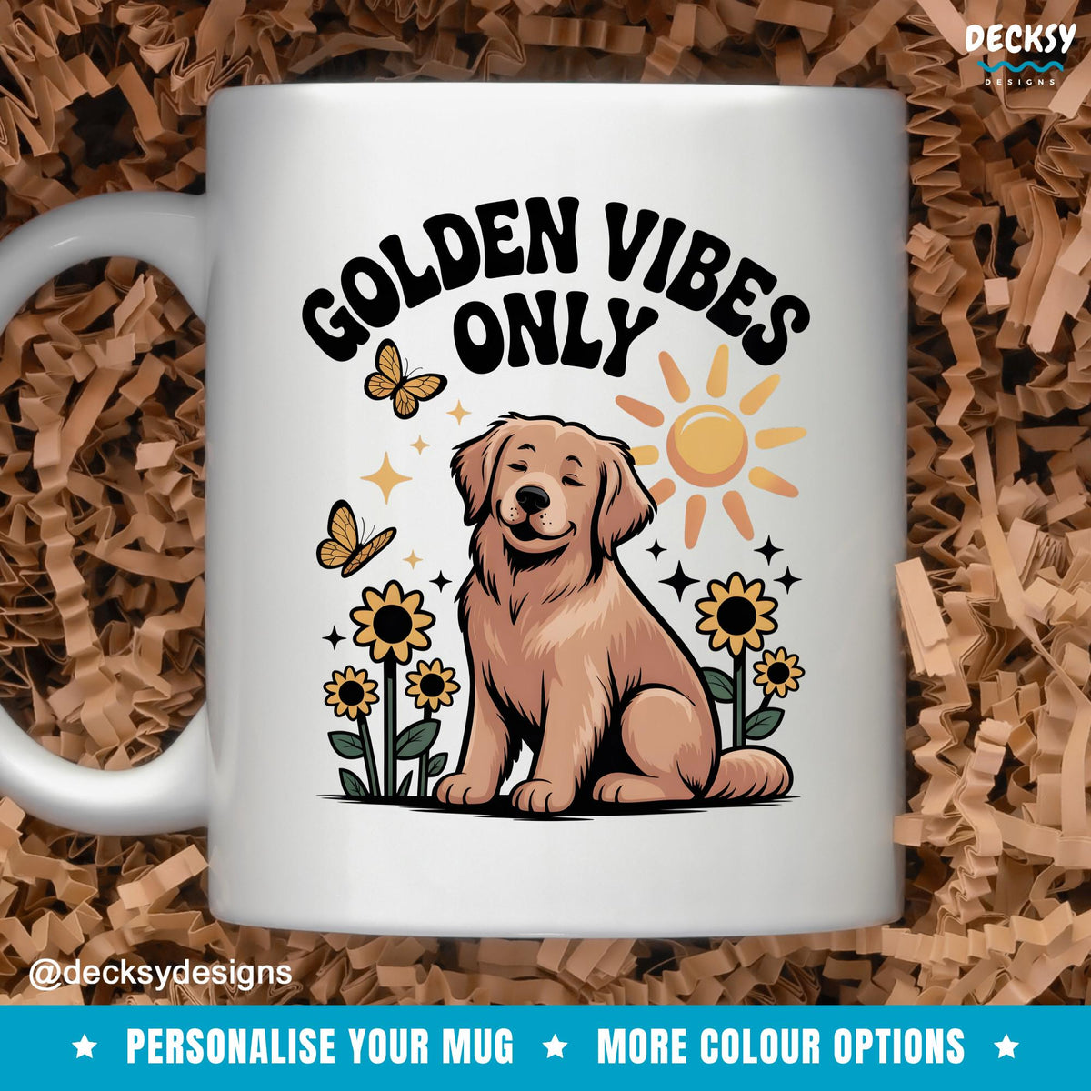 Golden Retriever Mug, Custom Dog Mum Mug, Personalised Dog Dad Gift, Pet Owner Gift, Golden Retriever Mom Cup Mugs by DecksyDesigns