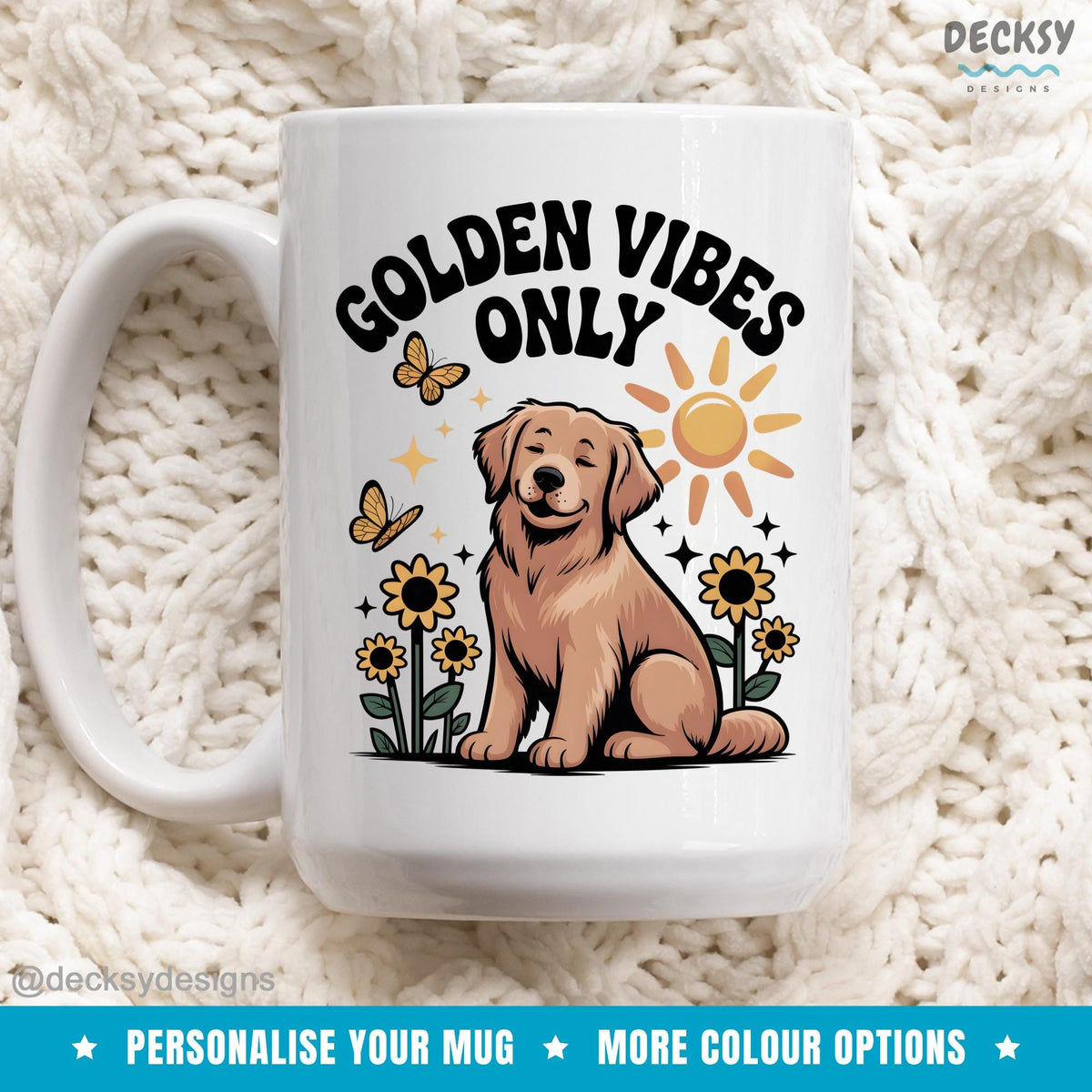 Golden Retriever Mug, Custom Dog Mum Mug, Personalised Dog Dad Gift, Pet Owner Gift, Golden Retriever Mom Cup Mugs by DecksyDesigns