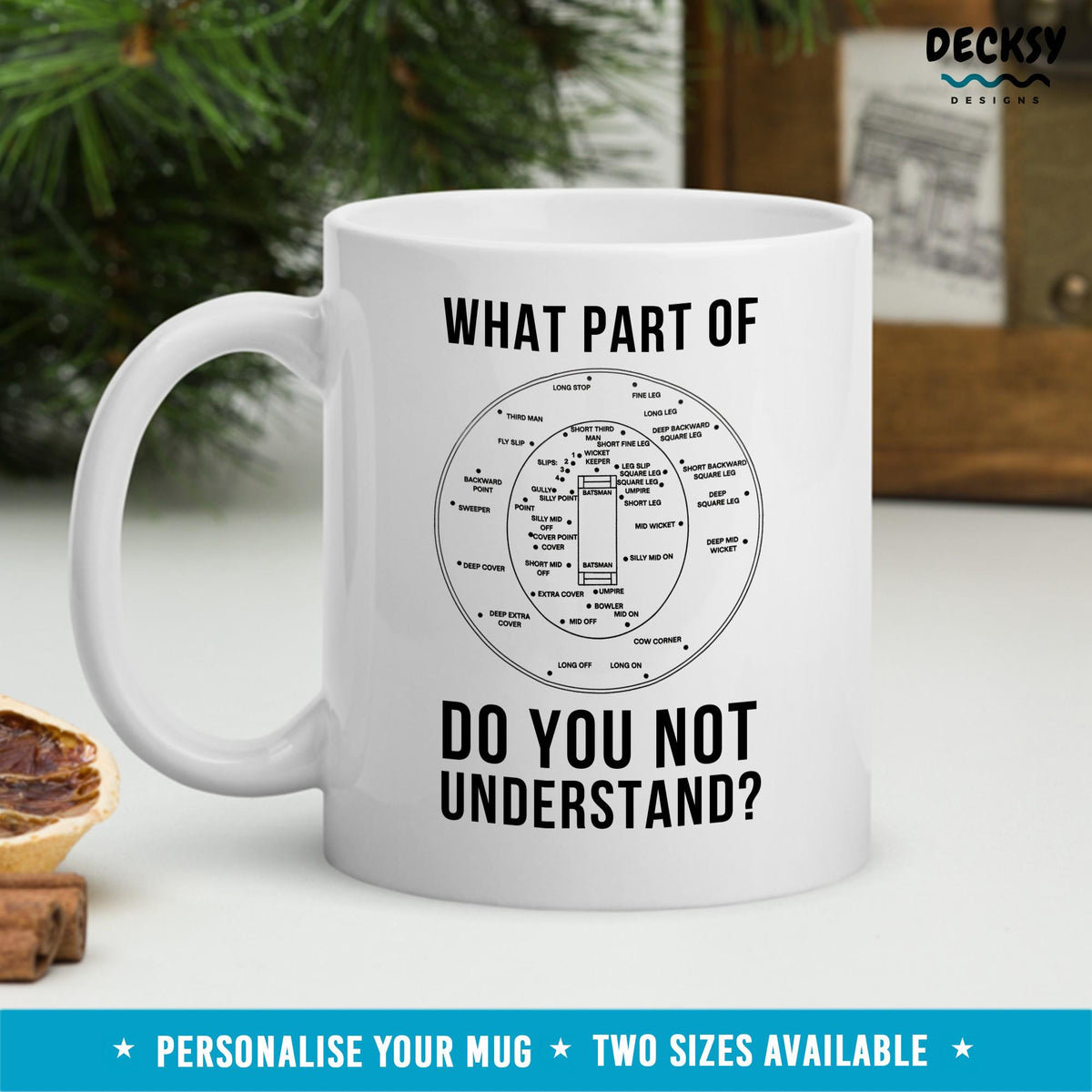Cricket Field Positions Mug, Funny Cricketer Gift, Personalised Coffee Cup Mugs by DecksyDesigns
