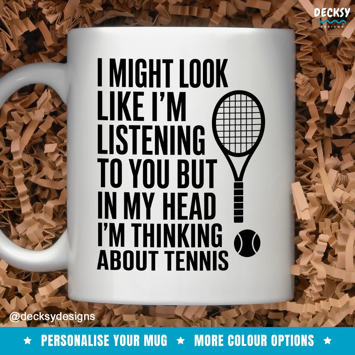 Tennis Player Mug, Personalised Tennis Gift Mugs by DecksyDesigns