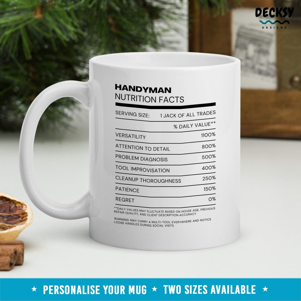 Handyman Gift Mug, Custom Tradie Coffee Cup Mugs by DecksyDesigns
