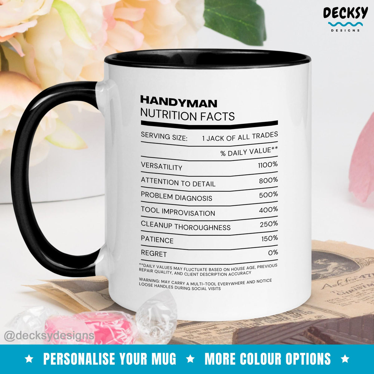 Handyman Gift Mug, Custom Tradie Coffee Cup Mugs by DecksyDesigns