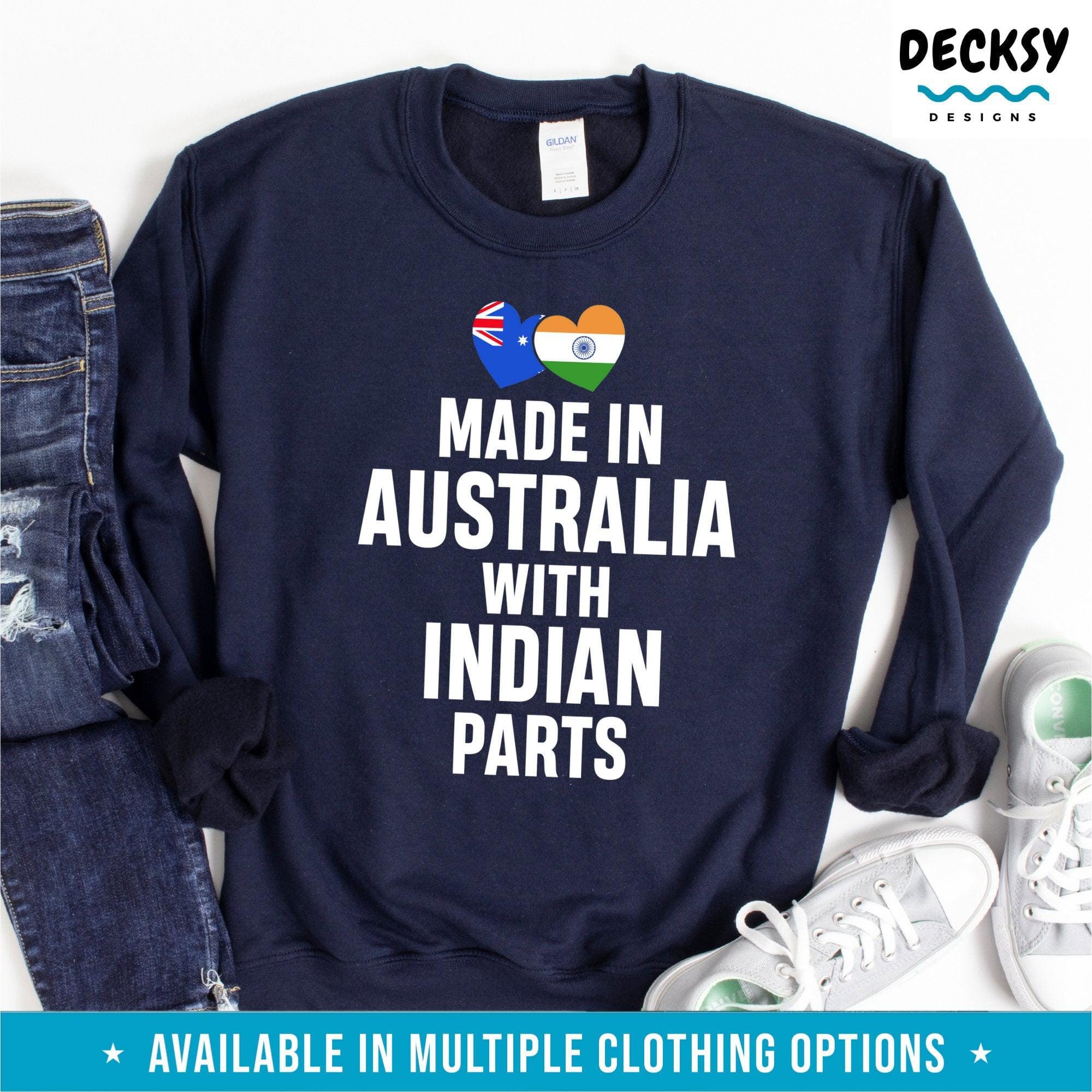 Indian Australian Shirt, Birthday Gift for Immigrant-Clothing:Gender-Neutral Adult Clothing:Tops & Tees:T-shirts:Graphic Tees-DecksyDesigns