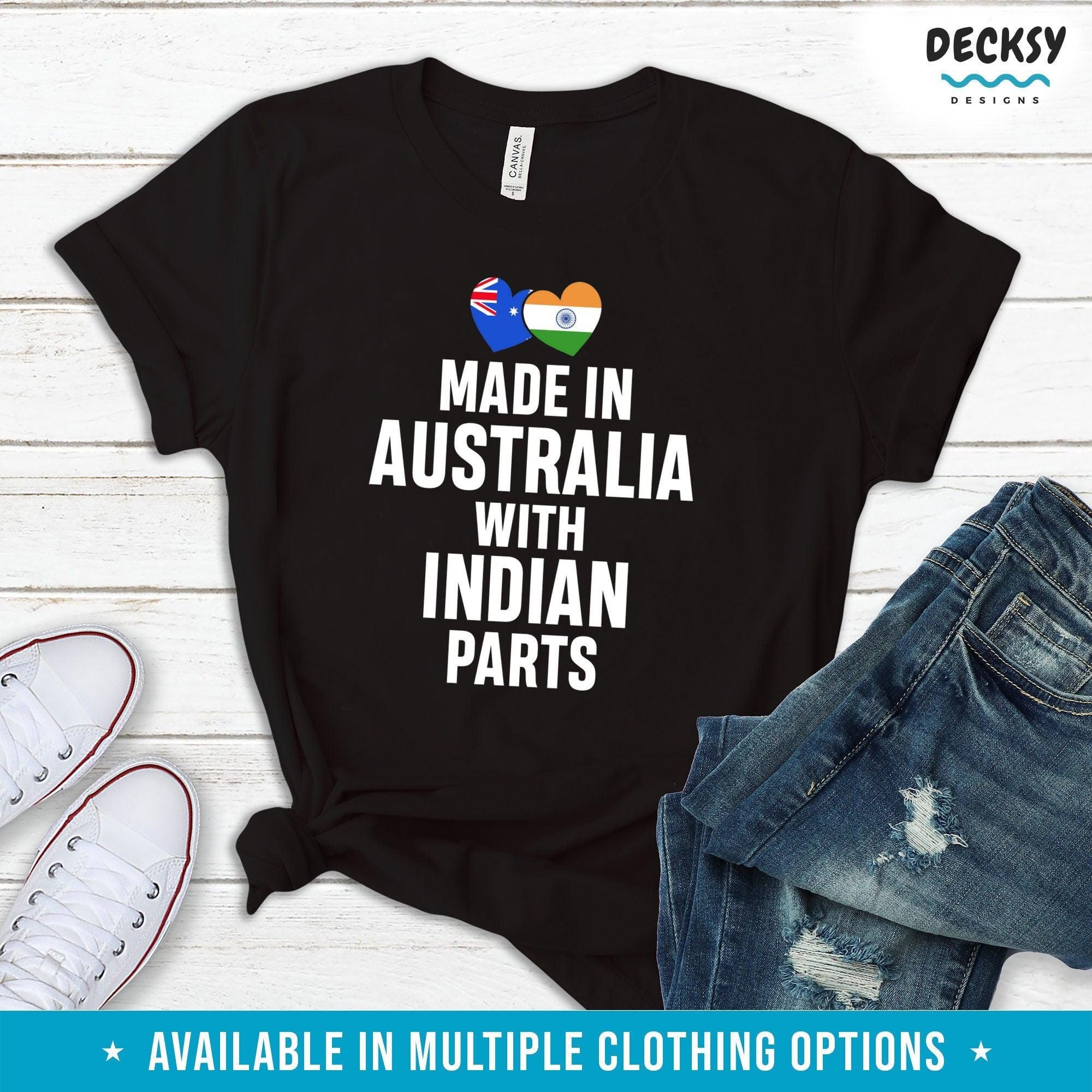 Indian Australian Shirt, Birthday Gift for Immigrant-Clothing:Gender-Neutral Adult Clothing:Tops & Tees:T-shirts:Graphic Tees-DecksyDesigns