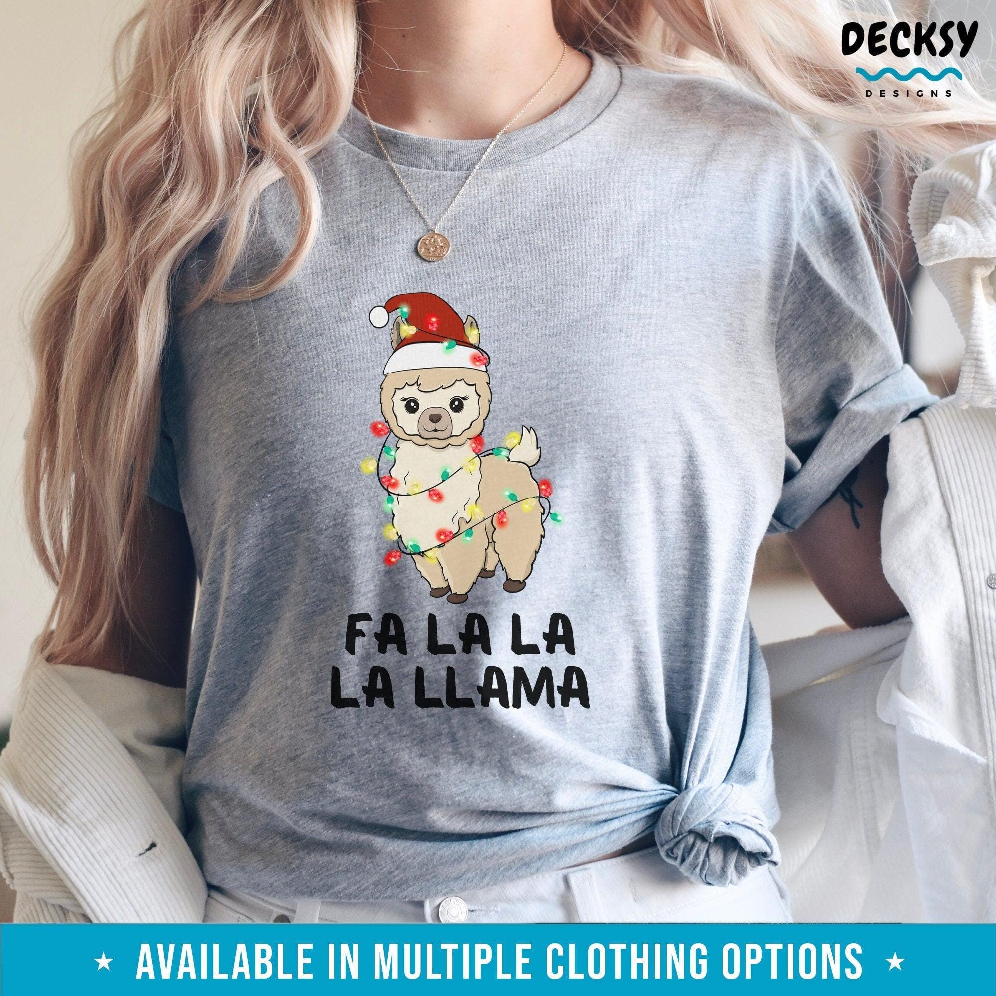 Llama Christmas Shirt, Cute Farm Animal Gift-Clothing:Gender-Neutral Adult Clothing:Tops & Tees:T-shirts:Graphic Tees-DecksyDesigns