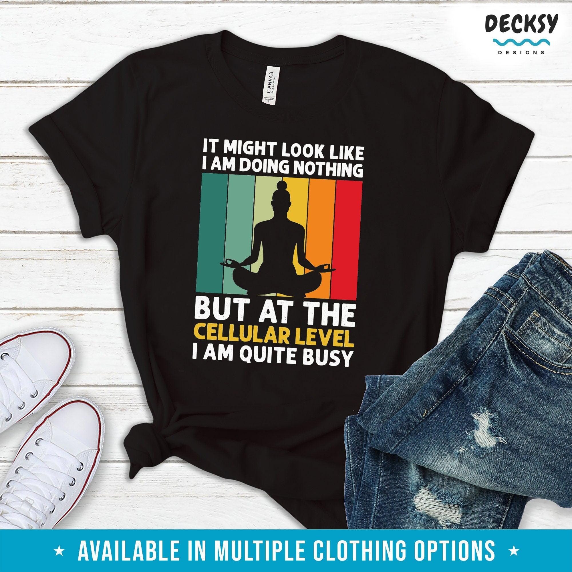 Meditating Tshirts, Yoga Lover Gift-Clothing:Gender-Neutral Adult Clothing:Tops & Tees:T-shirts:Graphic Tees-DecksyDesigns