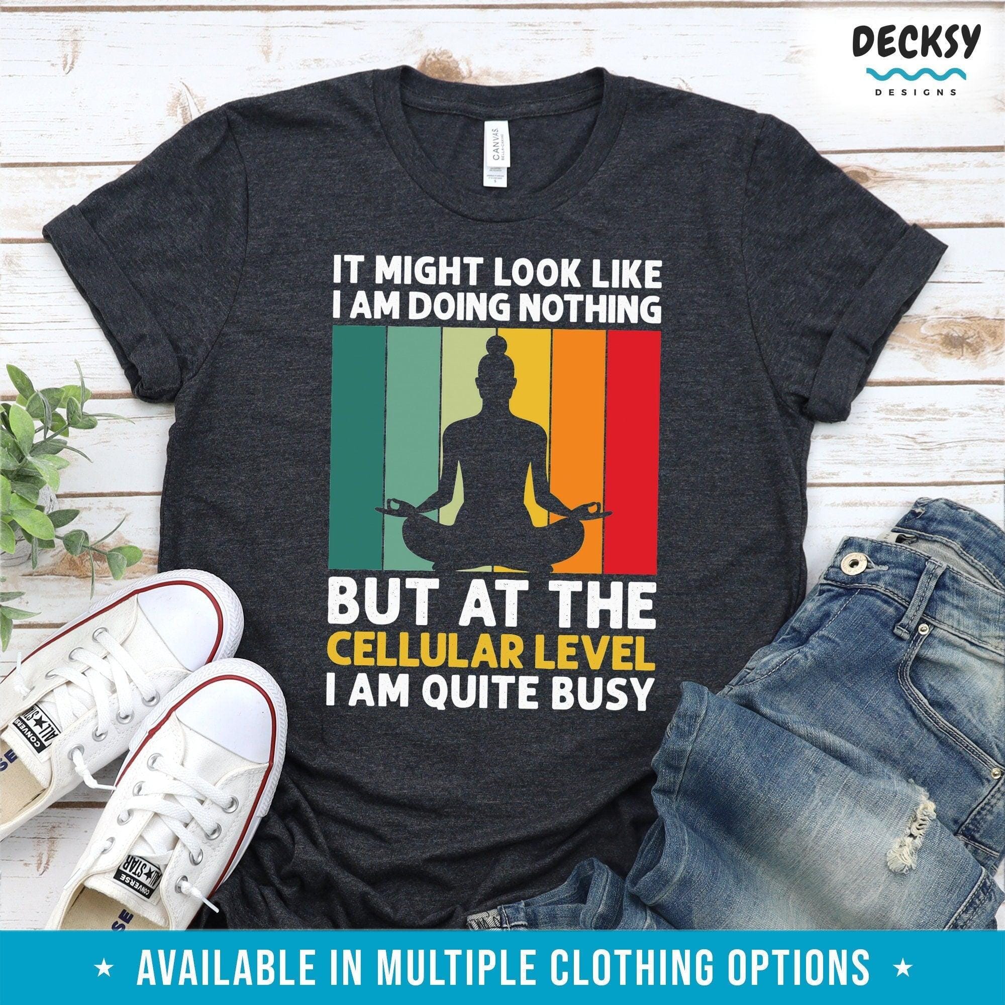 Meditating Tshirts, Yoga Lover Gift-Clothing:Gender-Neutral Adult Clothing:Tops & Tees:T-shirts:Graphic Tees-DecksyDesigns