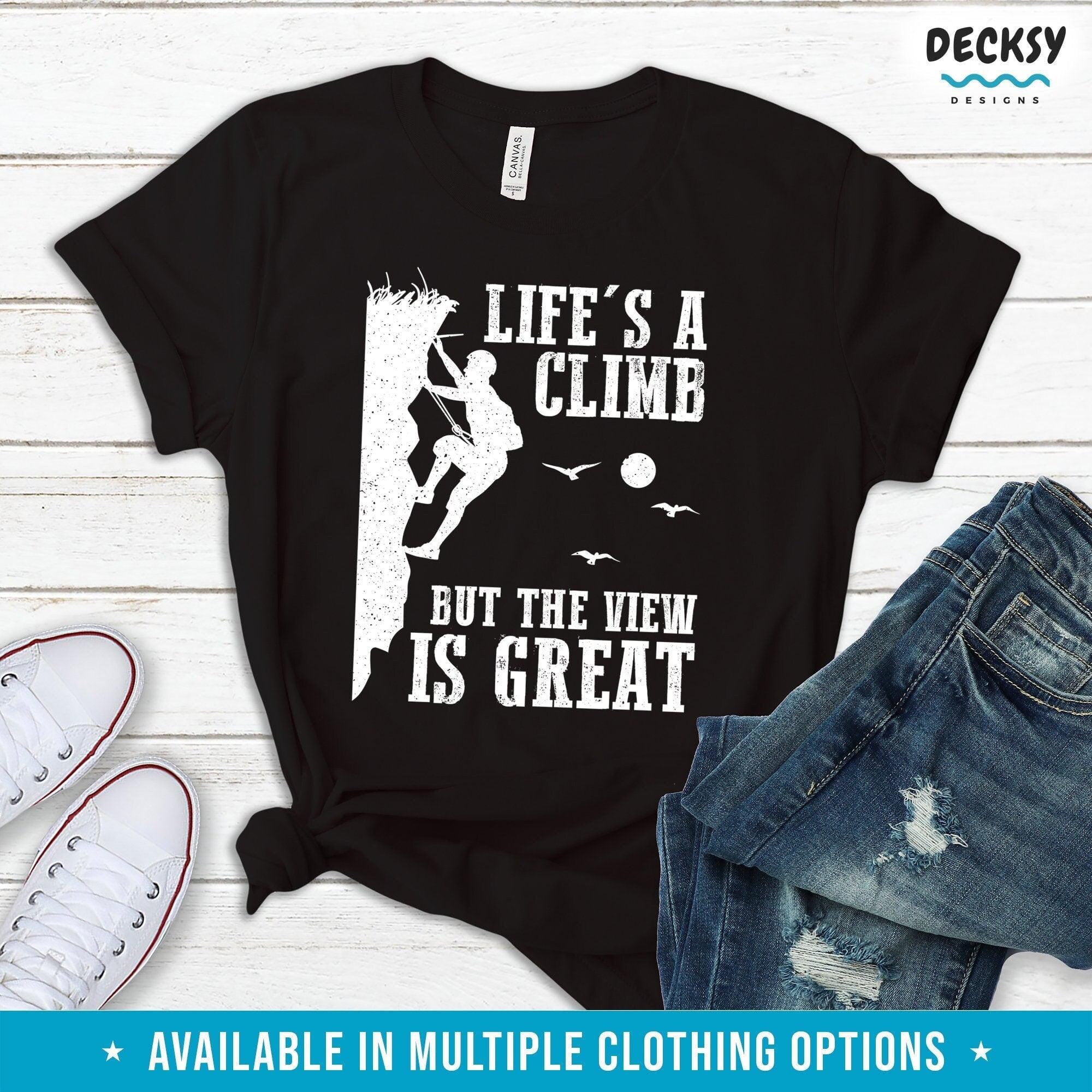 Mountain Climbing Shirt, Rock Climber Gift-Clothing:Gender-Neutral Adult Clothing:Tops & Tees:T-shirts:Graphic Tees-DecksyDesigns