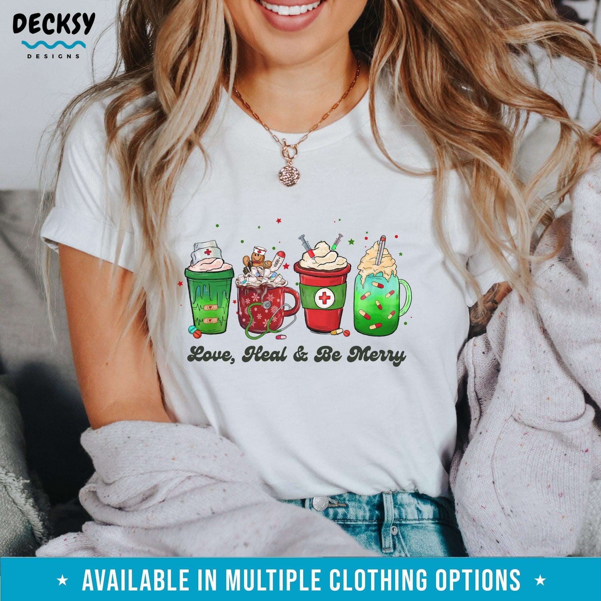 Nurse Holiday T-Shirt, Coffee Christmas Gift-Clothing:Gender-Neutral Adult Clothing:Tops & Tees:T-shirts:Graphic Tees-DecksyDesigns