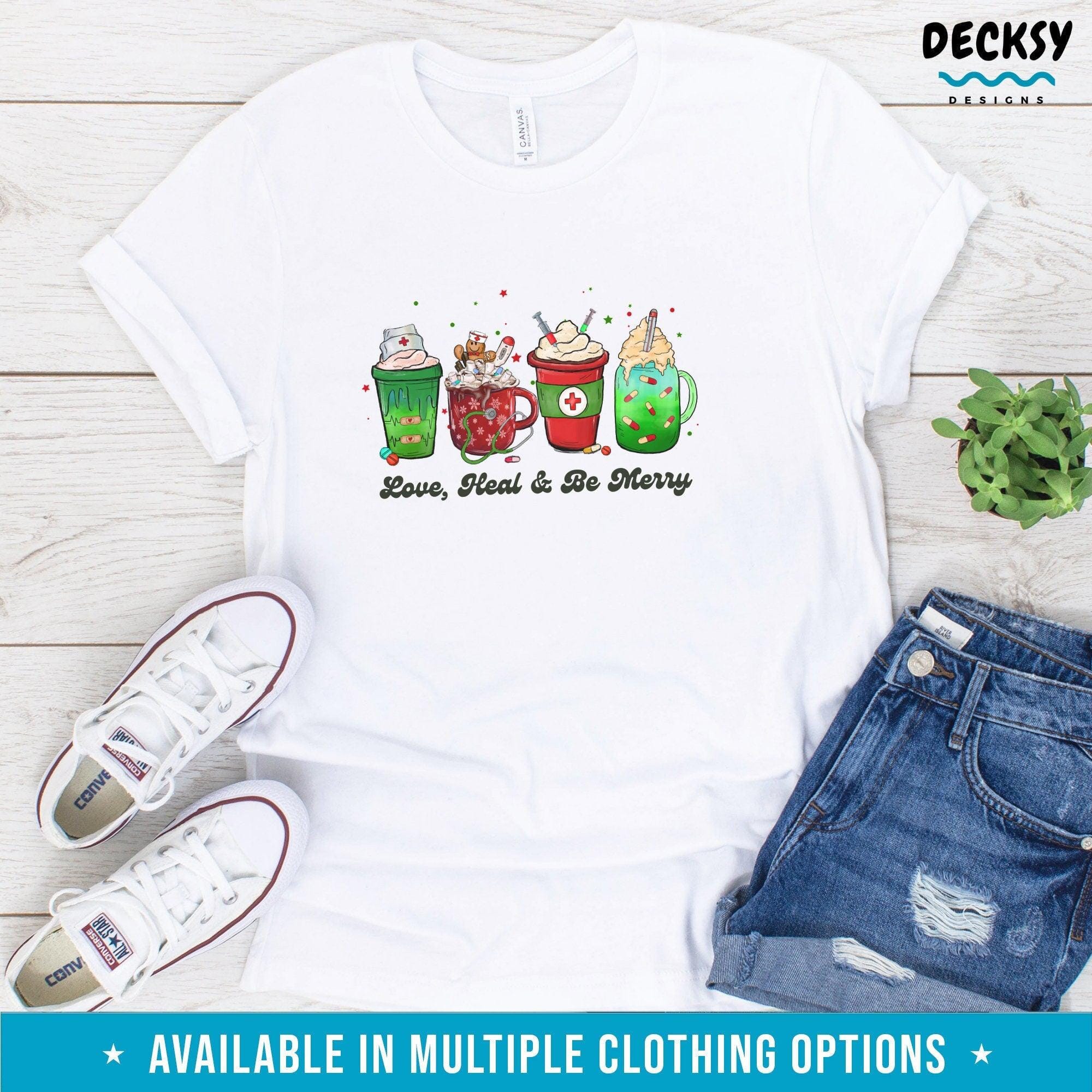 Nurse Holiday T-Shirt, Coffee Christmas Gift-Clothing:Gender-Neutral Adult Clothing:Tops & Tees:T-shirts:Graphic Tees-DecksyDesigns