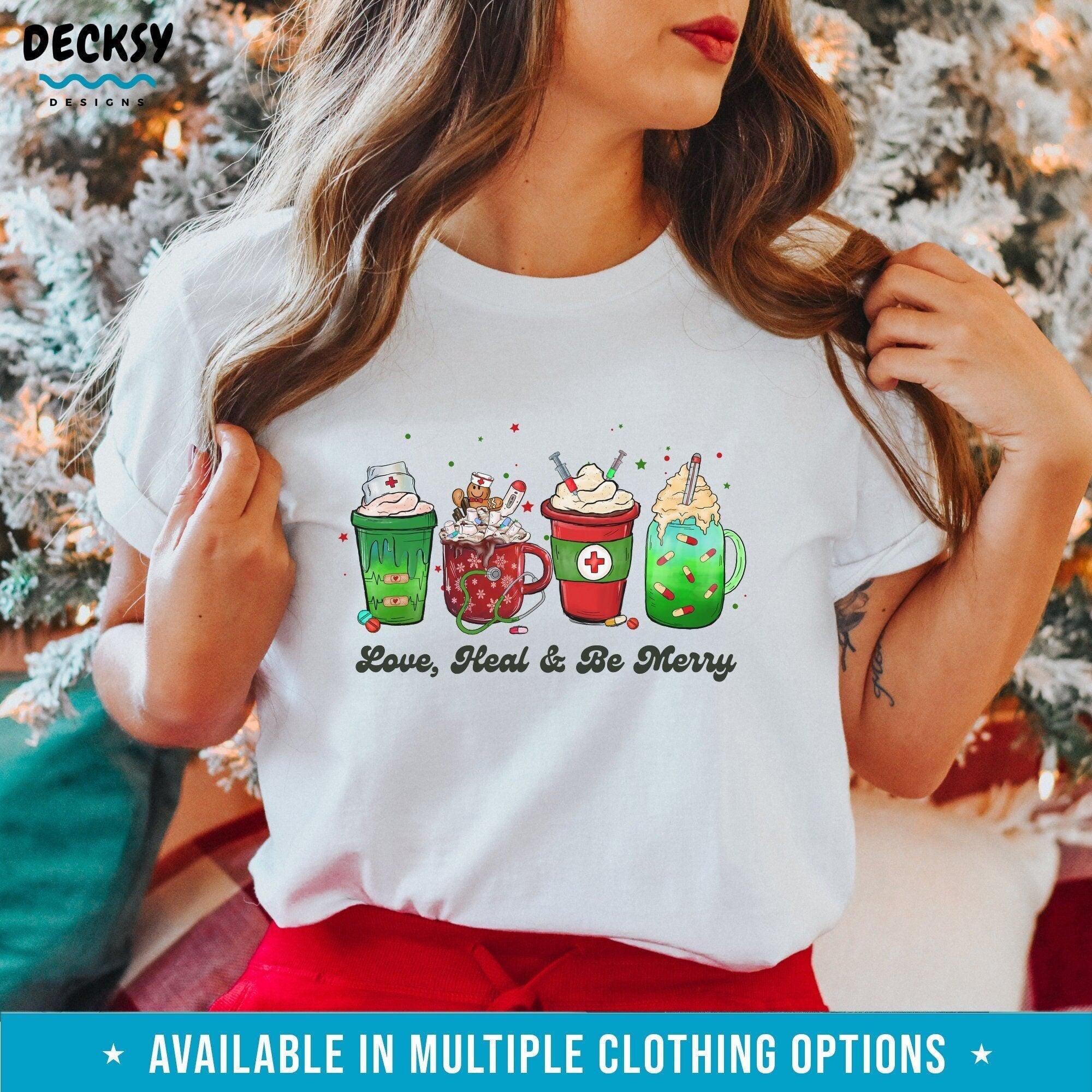 Nurse Holiday T-Shirt, Coffee Christmas Gift-Clothing:Gender-Neutral Adult Clothing:Tops & Tees:T-shirts:Graphic Tees-DecksyDesigns