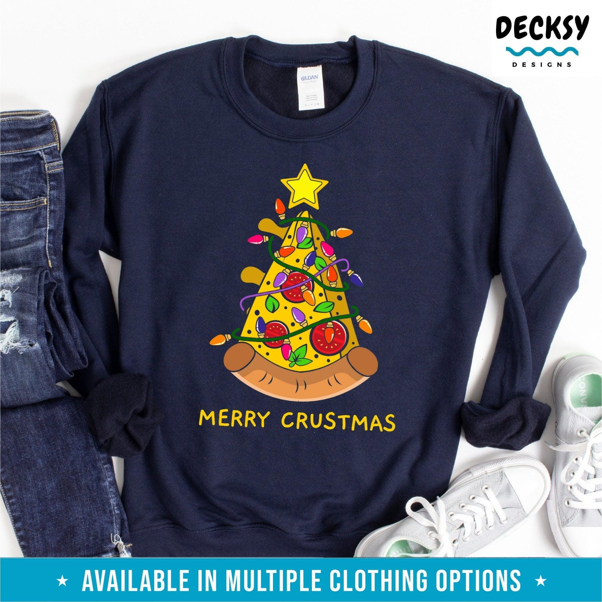 Pizza Christmas Tree Shirt, Funny Christmas Gift-Clothing:Gender-Neutral Adult Clothing:Tops & Tees:T-shirts:Graphic Tees-DecksyDesigns