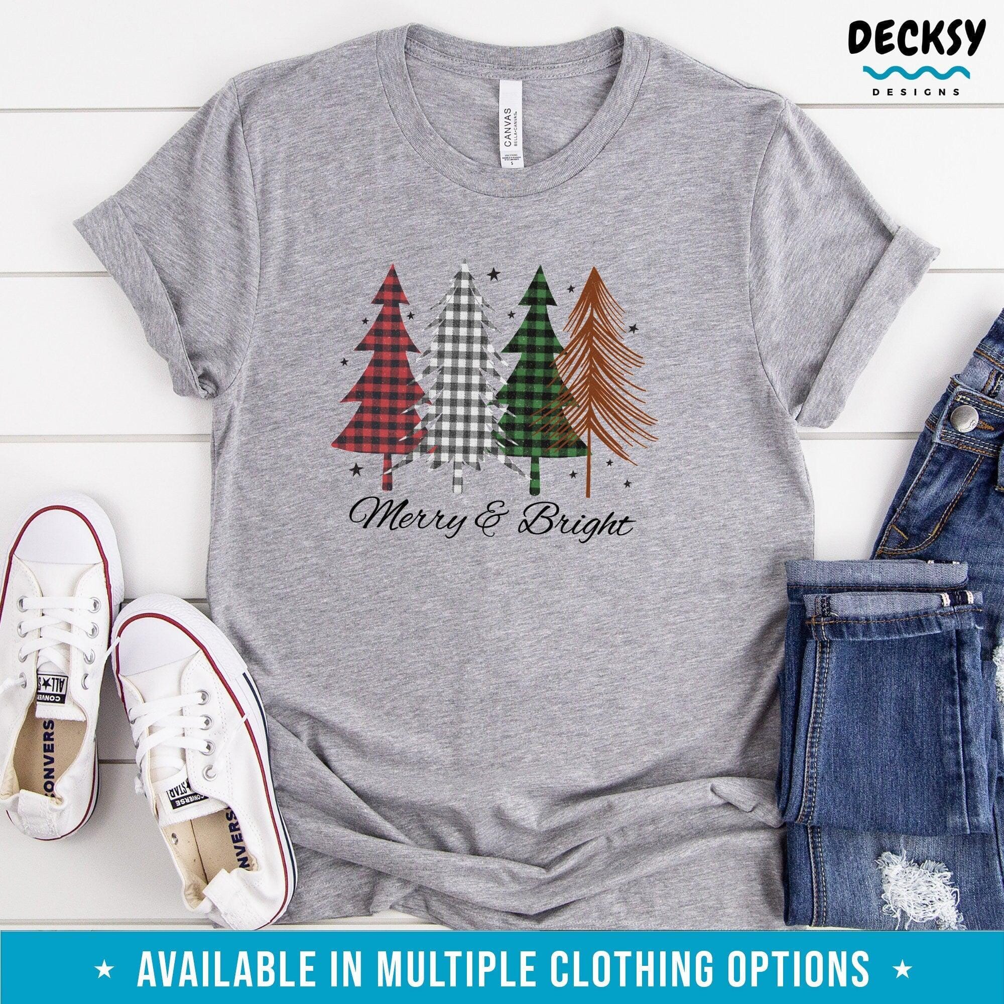 Plaid Christmas Trees Shirt, Merry And Bright Gift-Clothing:Gender-Neutral Adult Clothing:Tops & Tees:T-shirts:Graphic Tees-DecksyDesigns