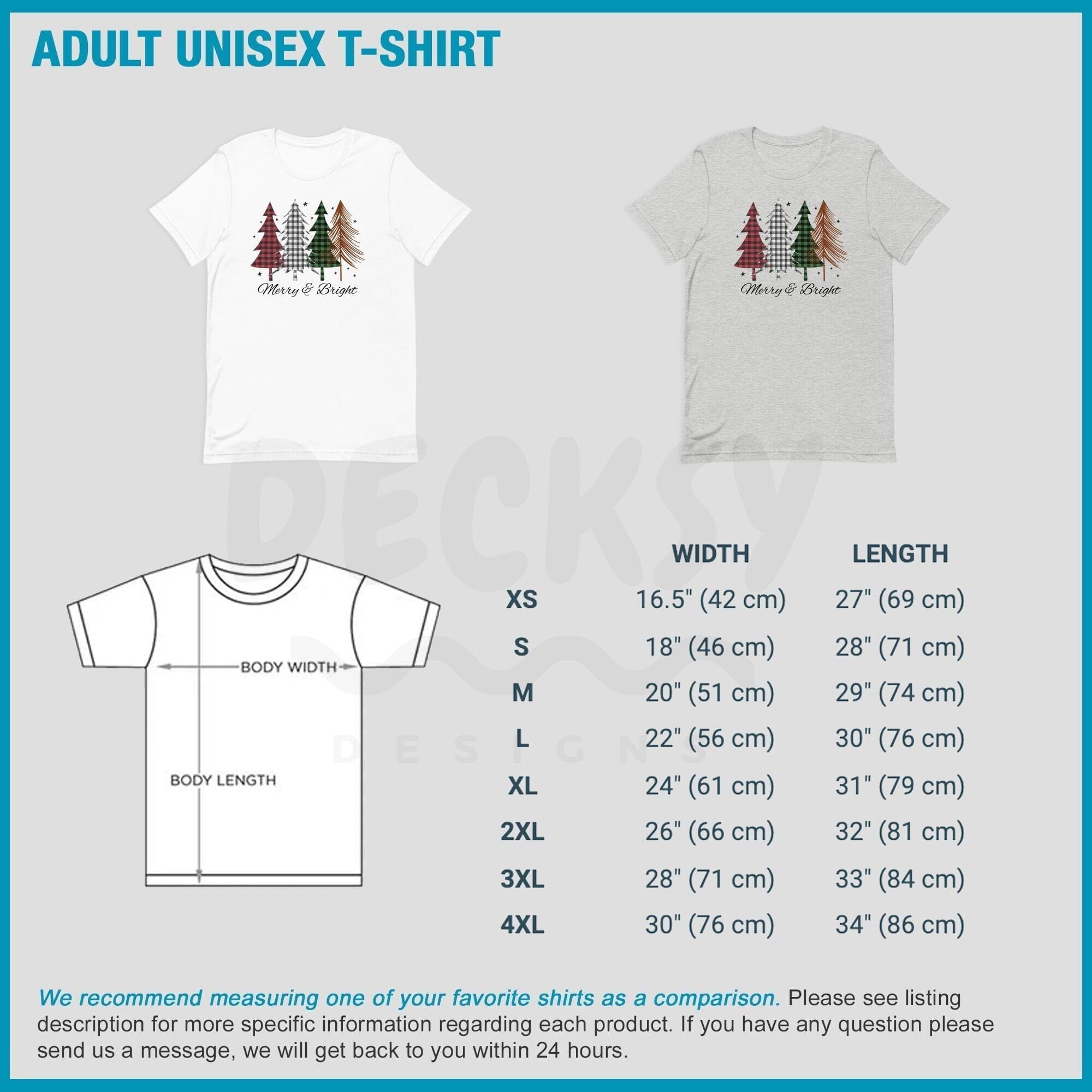 Plaid Christmas Trees Shirt, Merry And Bright Gift-Clothing:Gender-Neutral Adult Clothing:Tops & Tees:T-shirts:Graphic Tees-DecksyDesigns