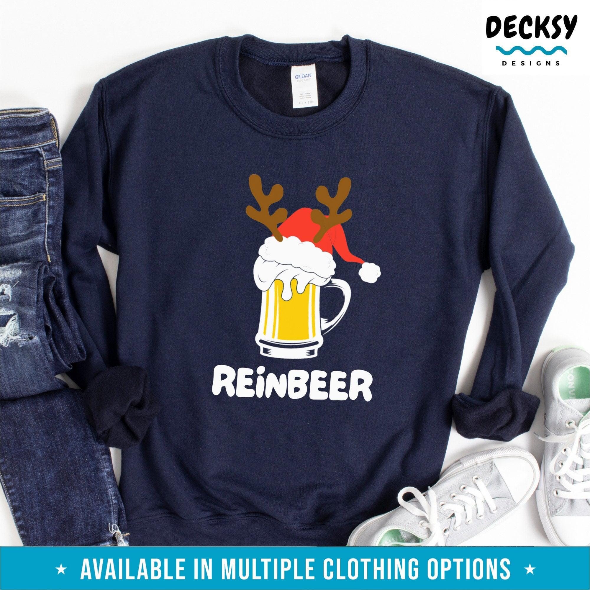 Reinbeer Shirt, Beer Reindeer Funny Christmas Gift-Clothing:Gender-Neutral Adult Clothing:Tops & Tees:T-shirts:Graphic Tees-DecksyDesigns