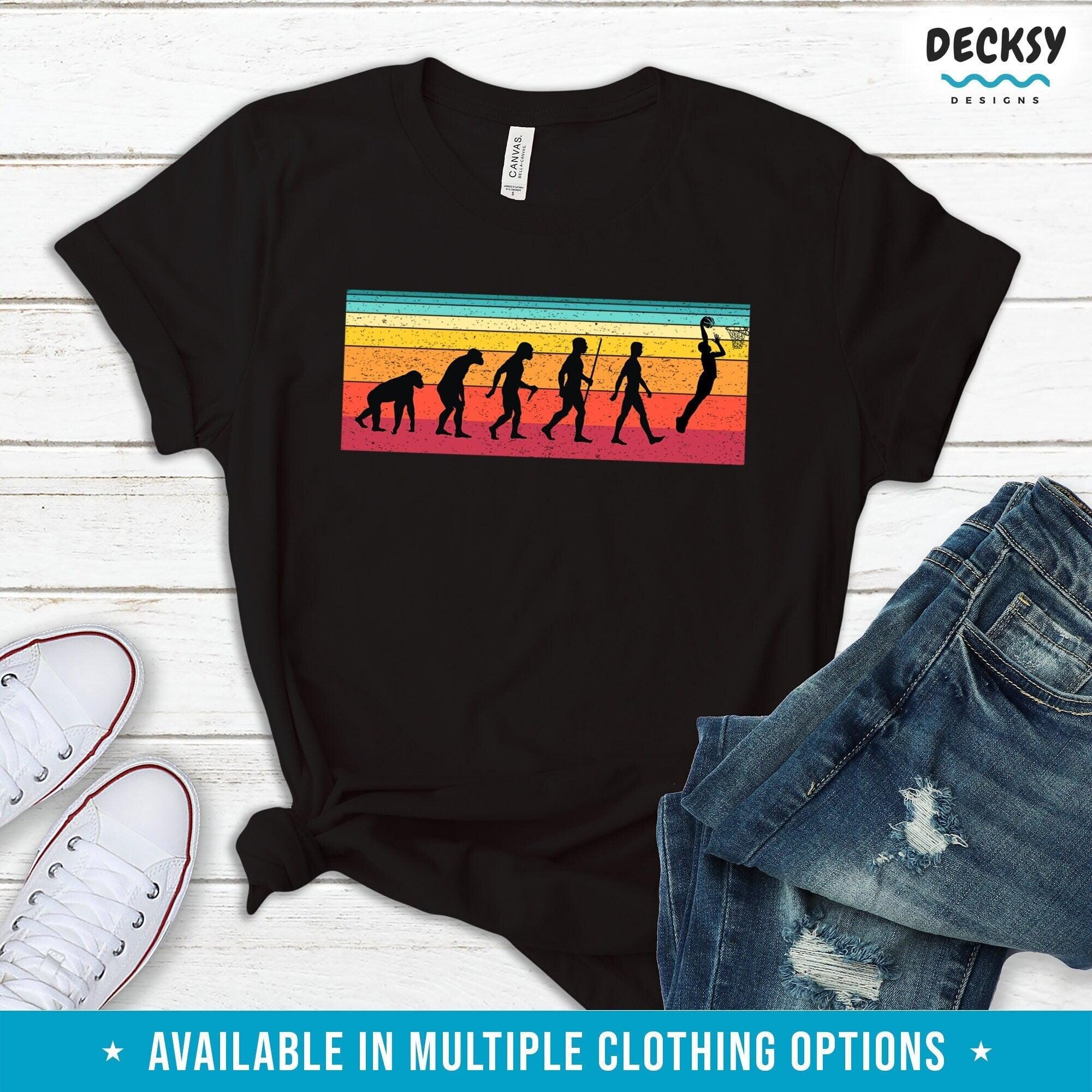 Retro Basketball Evolution Shirt, Basketball Player Gift-Clothing:Gender-Neutral Adult Clothing:Tops & Tees:T-shirts:Graphic Tees-DecksyDesigns