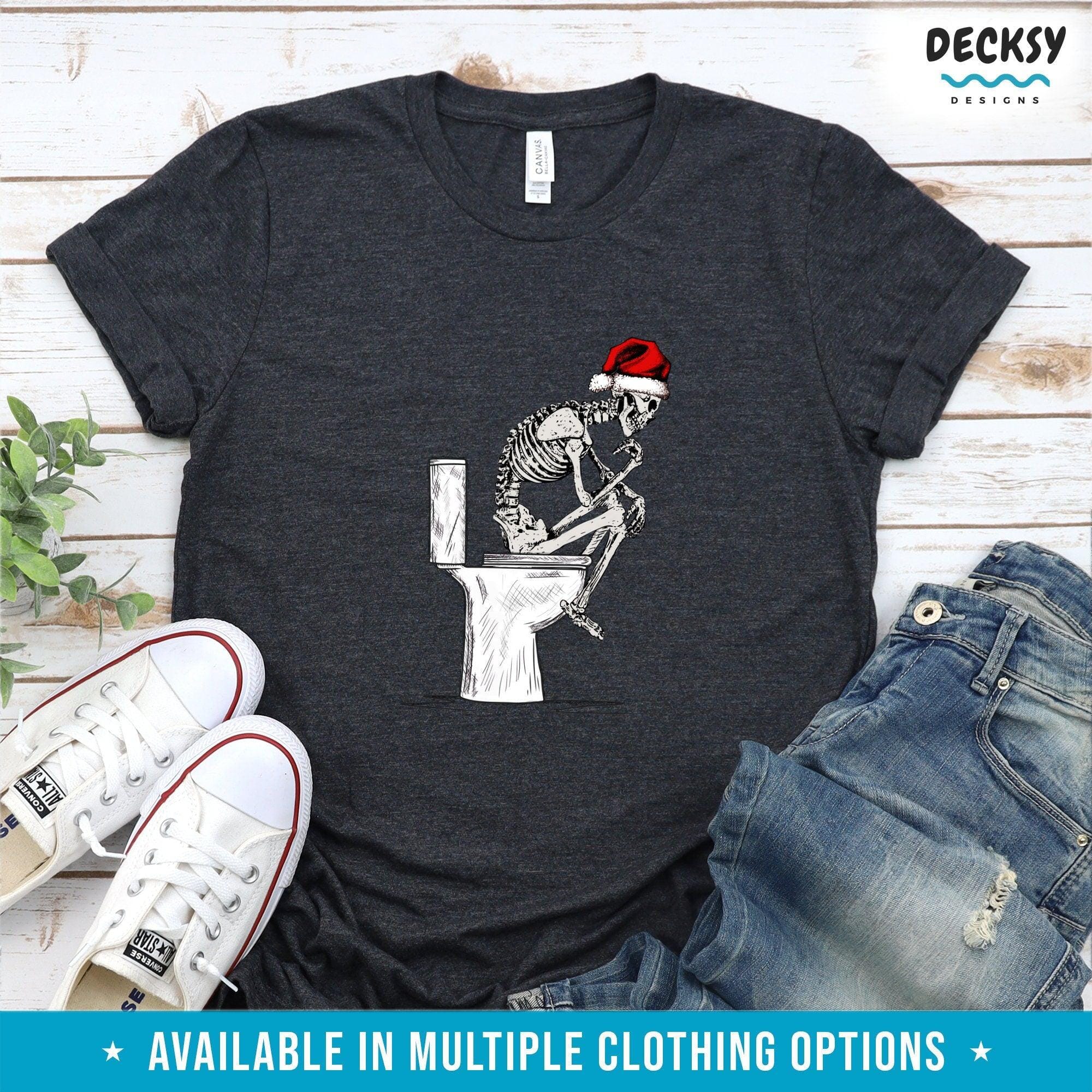 Rude Christmas Shirt, Skeleton Christmas Joke Gift-Clothing:Gender-Neutral Adult Clothing:Tops & Tees:T-shirts:Graphic Tees-DecksyDesigns