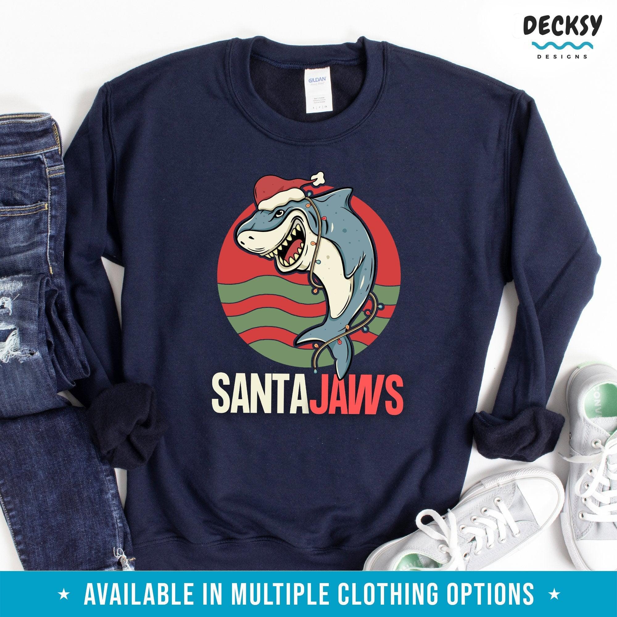 Santa Jaws Shirt, Christmas Shark Gift-Clothing:Gender-Neutral Adult Clothing:Tops & Tees:T-shirts:Graphic Tees-DecksyDesigns