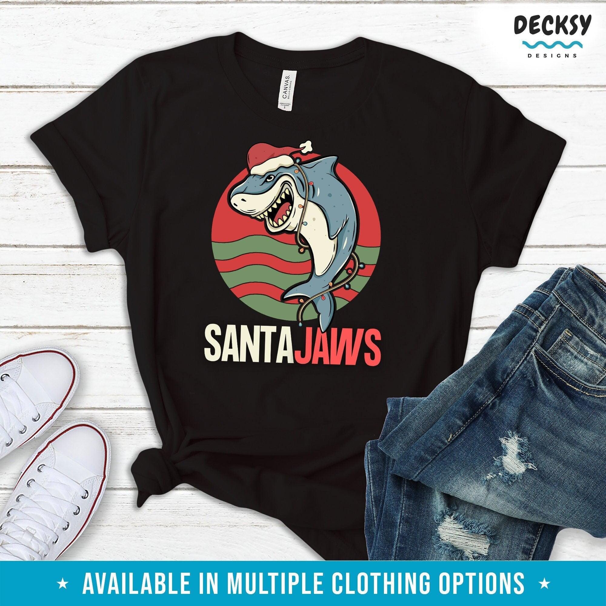 Santa Jaws Shirt, Christmas Shark Gift-Clothing:Gender-Neutral Adult Clothing:Tops & Tees:T-shirts:Graphic Tees-DecksyDesigns