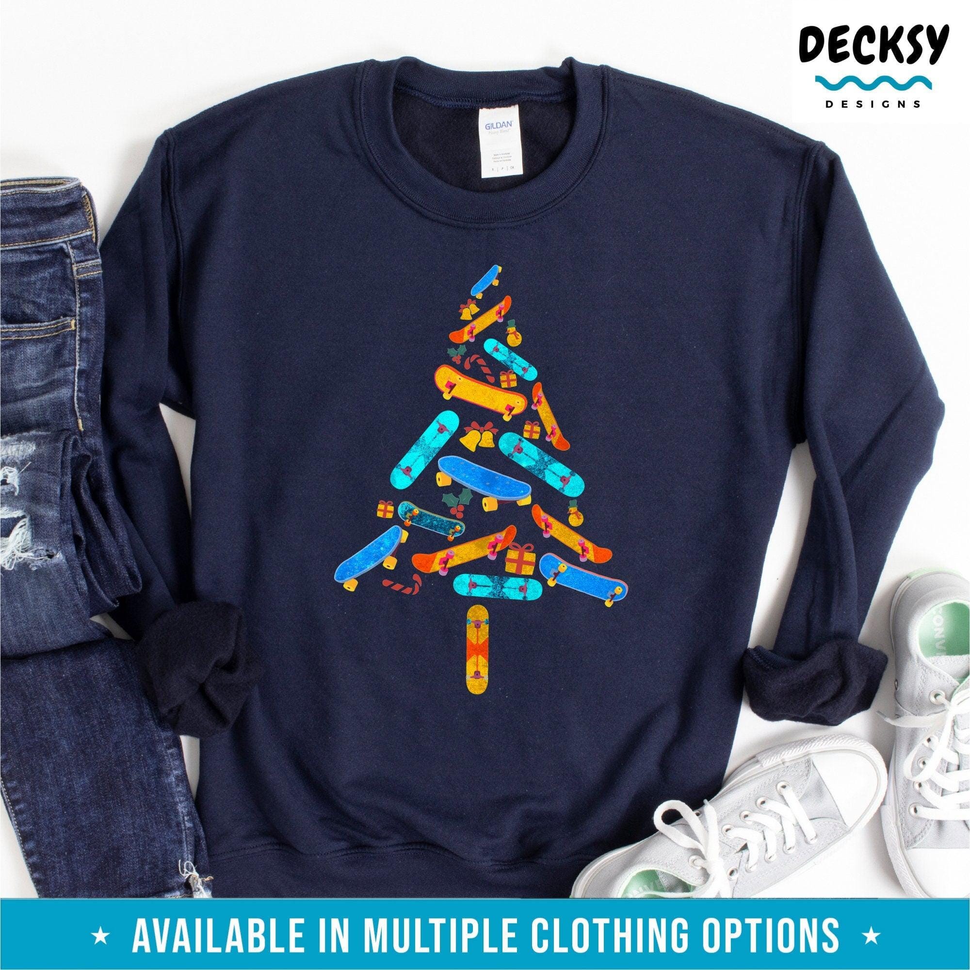 Skateboard Christmas Shirt, Skateboarder Gift-Clothing:Gender-Neutral Adult Clothing:Tops & Tees:T-shirts:Graphic Tees-DecksyDesigns