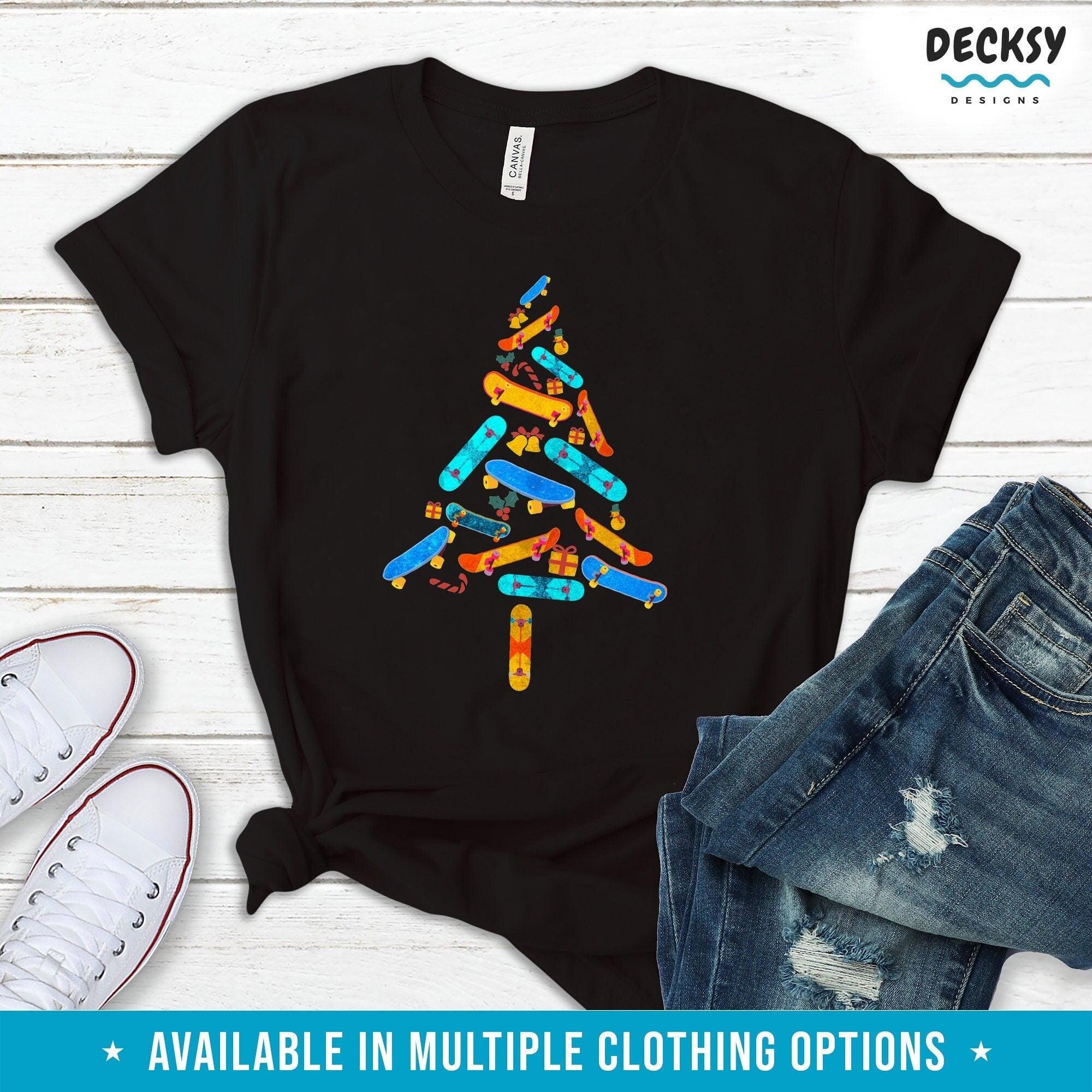 Skateboard Christmas Shirt, Skateboarder Gift-Clothing:Gender-Neutral Adult Clothing:Tops & Tees:T-shirts:Graphic Tees-DecksyDesigns