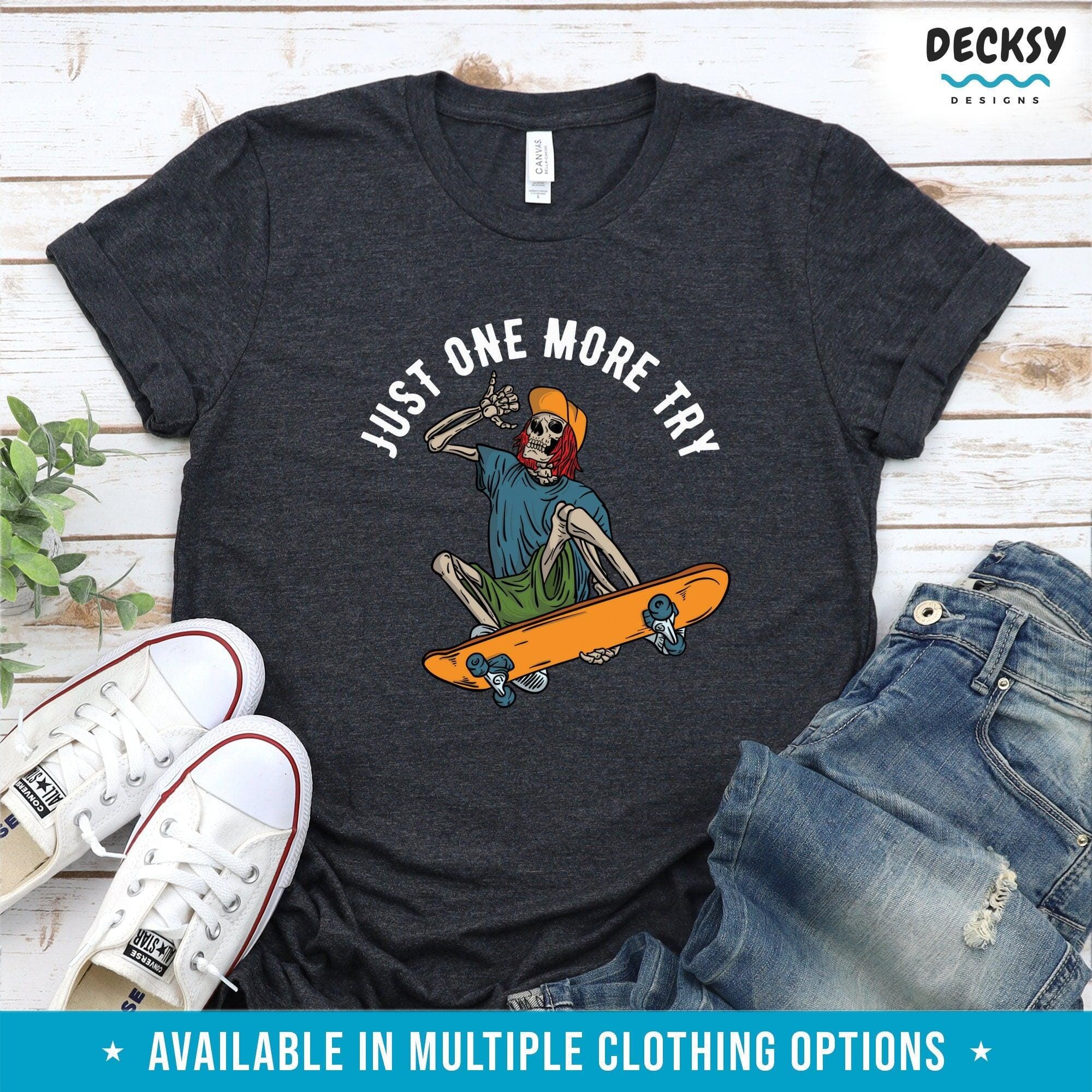 Skeleton Skateboard Tshirt, Skateboarding Gift-Clothing:Gender-Neutral Adult Clothing:Tops & Tees:T-shirts:Graphic Tees-DecksyDesigns