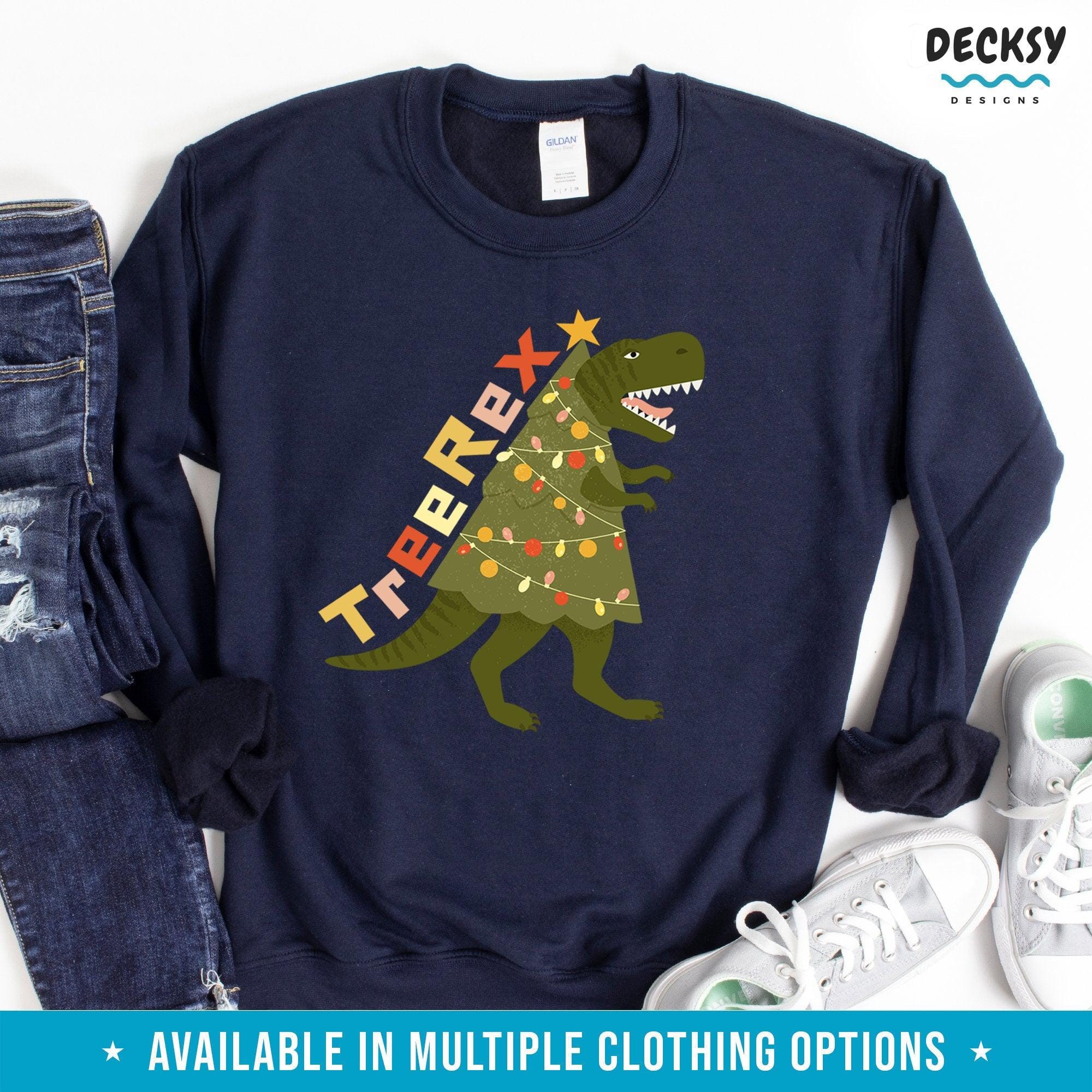 Tree Rex Shirt, Cute Christmas Dinosaur Gift-Clothing:Gender-Neutral Adult Clothing:Tops & Tees:T-shirts:Graphic Tees-DecksyDesigns