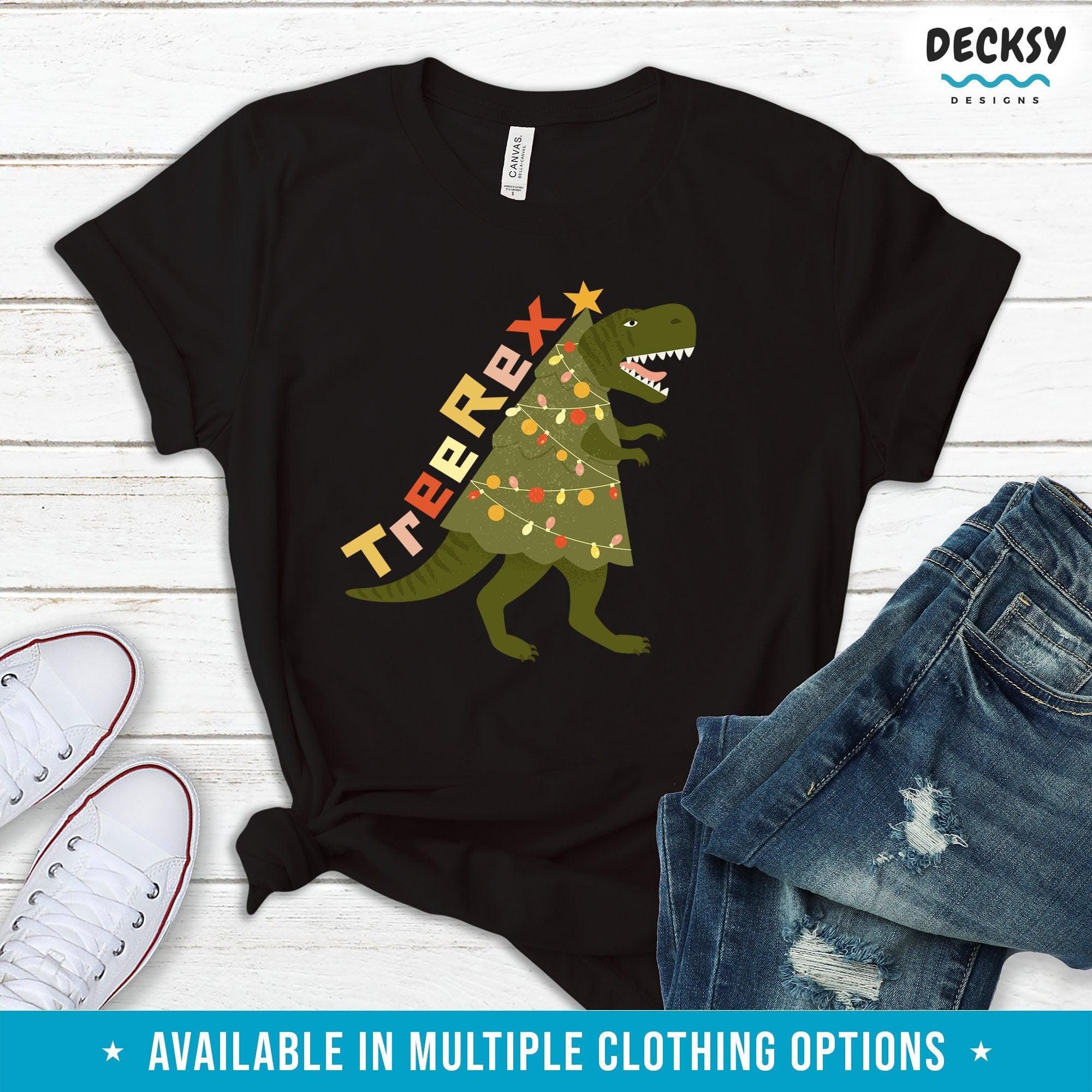 Tree Rex Shirt, Cute Christmas Dinosaur Gift-Clothing:Gender-Neutral Adult Clothing:Tops & Tees:T-shirts:Graphic Tees-DecksyDesigns