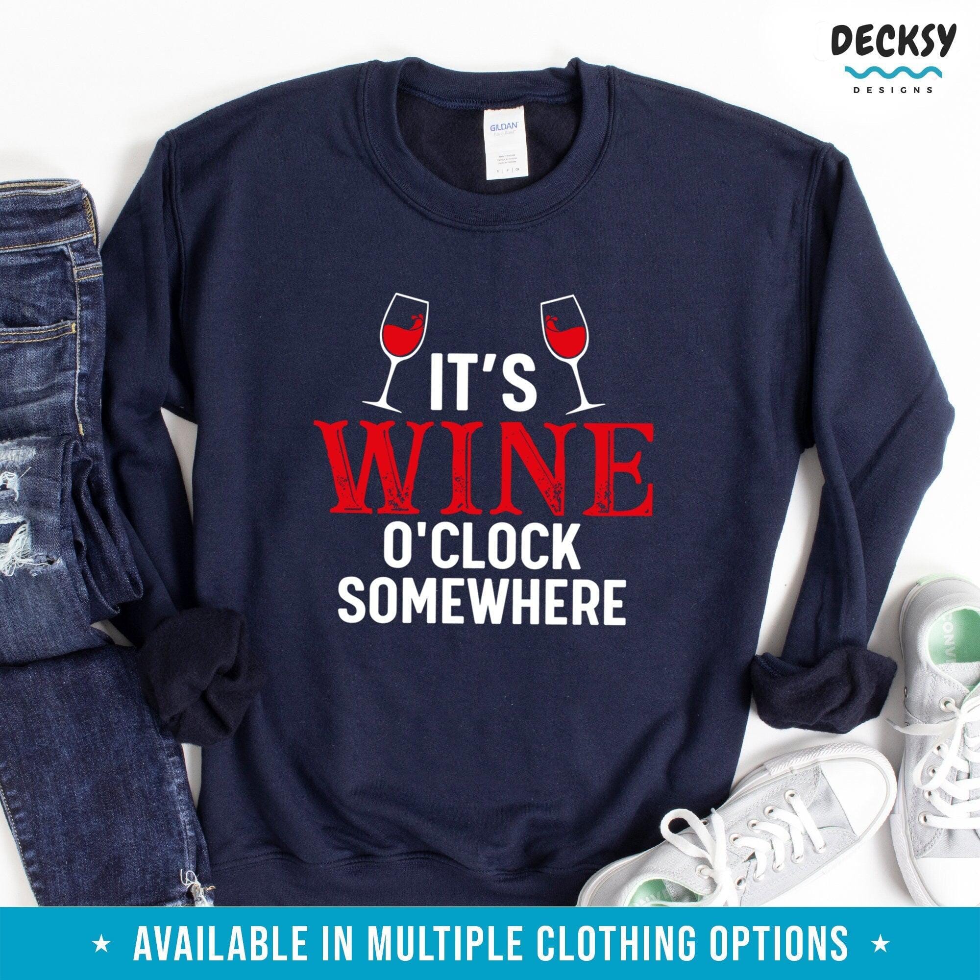 Wine O Clock Shirt, Gift For Wine Lover-Clothing:Gender-Neutral Adult Clothing:Tops & Tees:T-shirts:Graphic Tees-DecksyDesigns