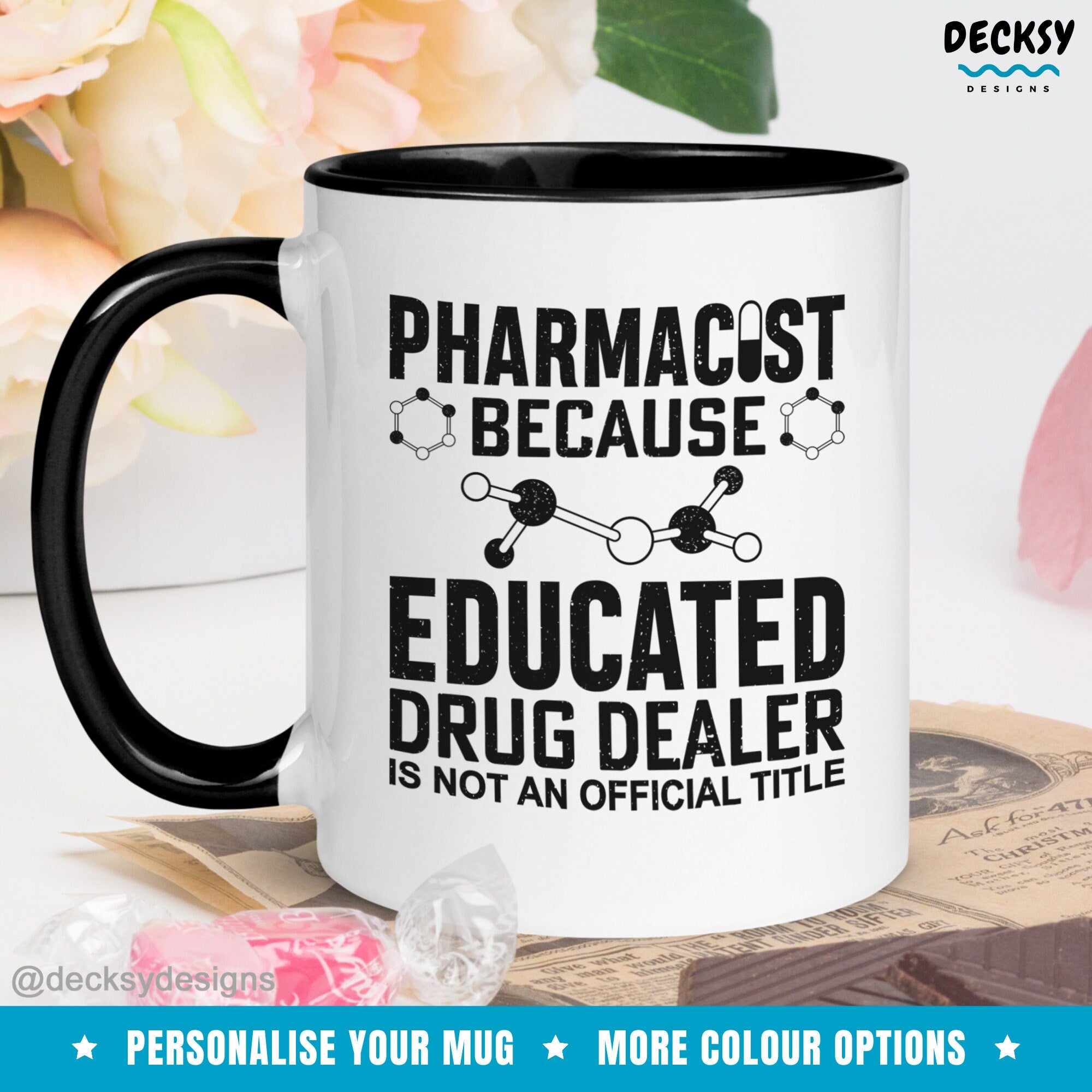 Pharmacist Mug, Funny Gift For Pharmacy, Custom Pharmacist Birthday, Personalised Thank You Gift for New Pharmacist, Medical Student Gift Mugs by DecksyDesigns