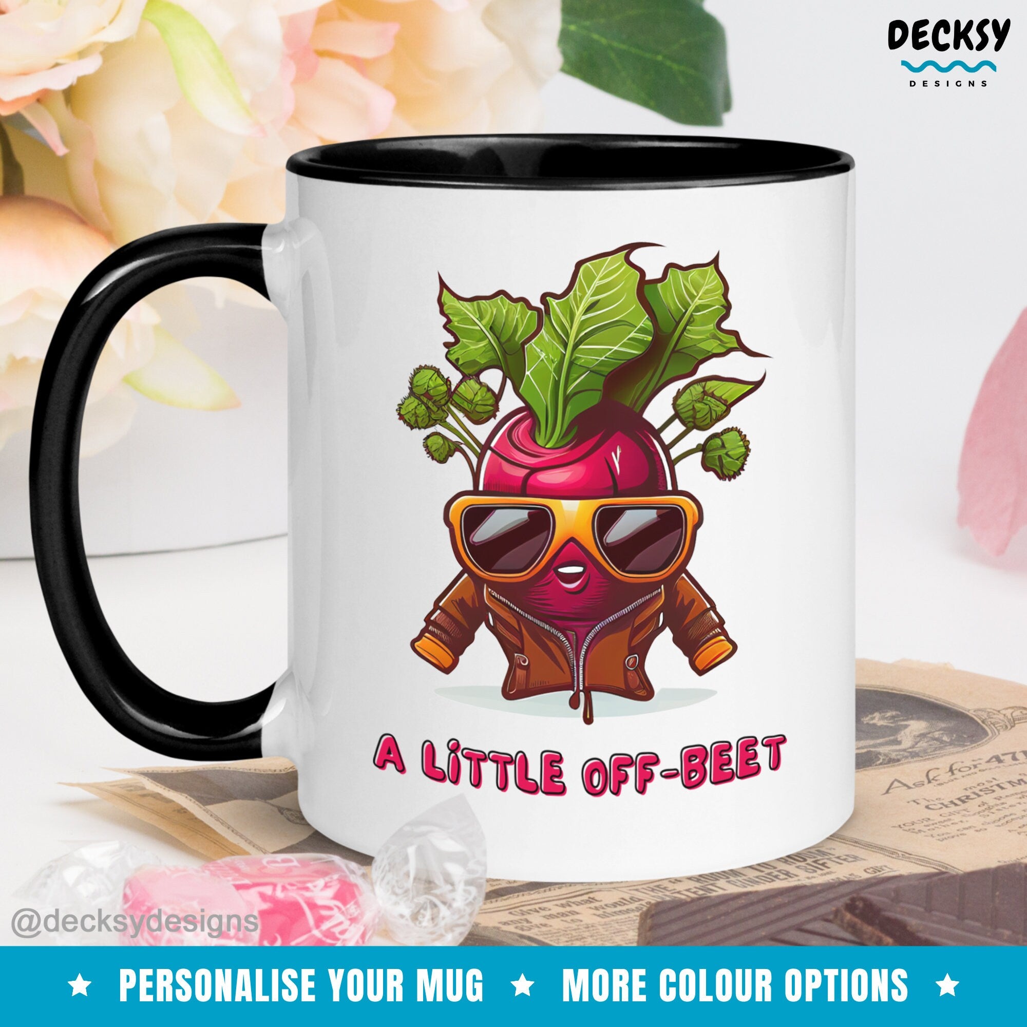 Off Beat Mug Gift, Vegetable Mug, Custom Coffee Mug, Personalised Gardening Gift for Him or Her, Unique Gift for Best Friend, Food Pun Mug Mugs by DecksyDesigns